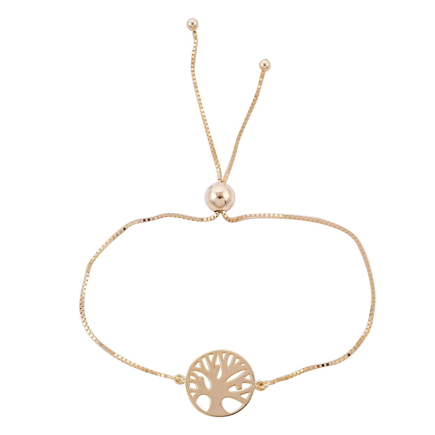 Royal Bali Collection - 9K Yellow Gold Tree of Life Adjustable Bolo Bracelet (Size 6.5-8)