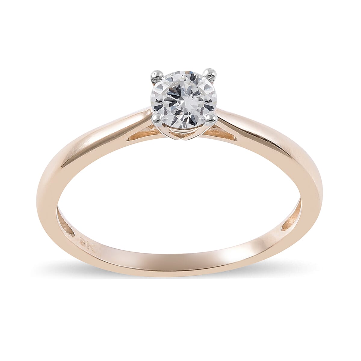9K Yellow Gold SGL Certified Natural Diamond (I3-G-H) Solitaire Ring 0.50 Ct.