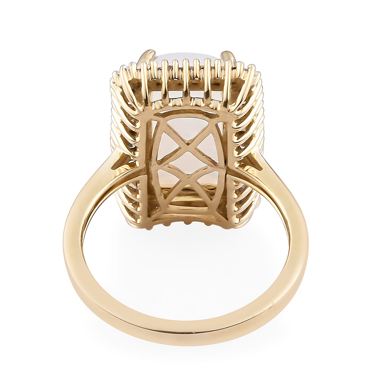 9K Yellow Gold AA Ethiopian Welo Opal and Natural Diamond (I4) Ring 3.54 Ct.