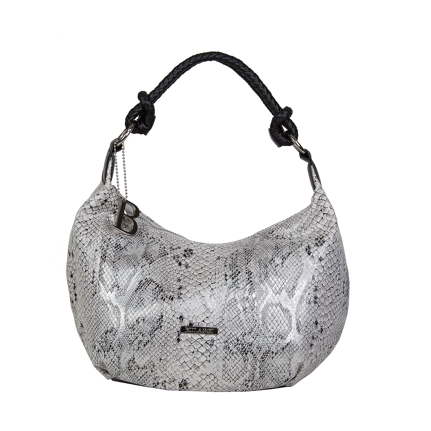 Bulaggi Collection - JADE Snake Print Hobo Shoulder Bag - White