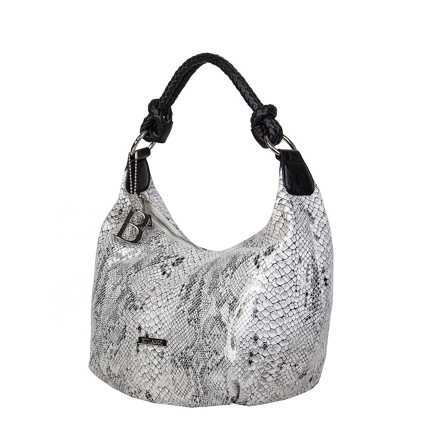 Bulaggi Collection - JADE Snake Print Hobo Shoulder Bag - White