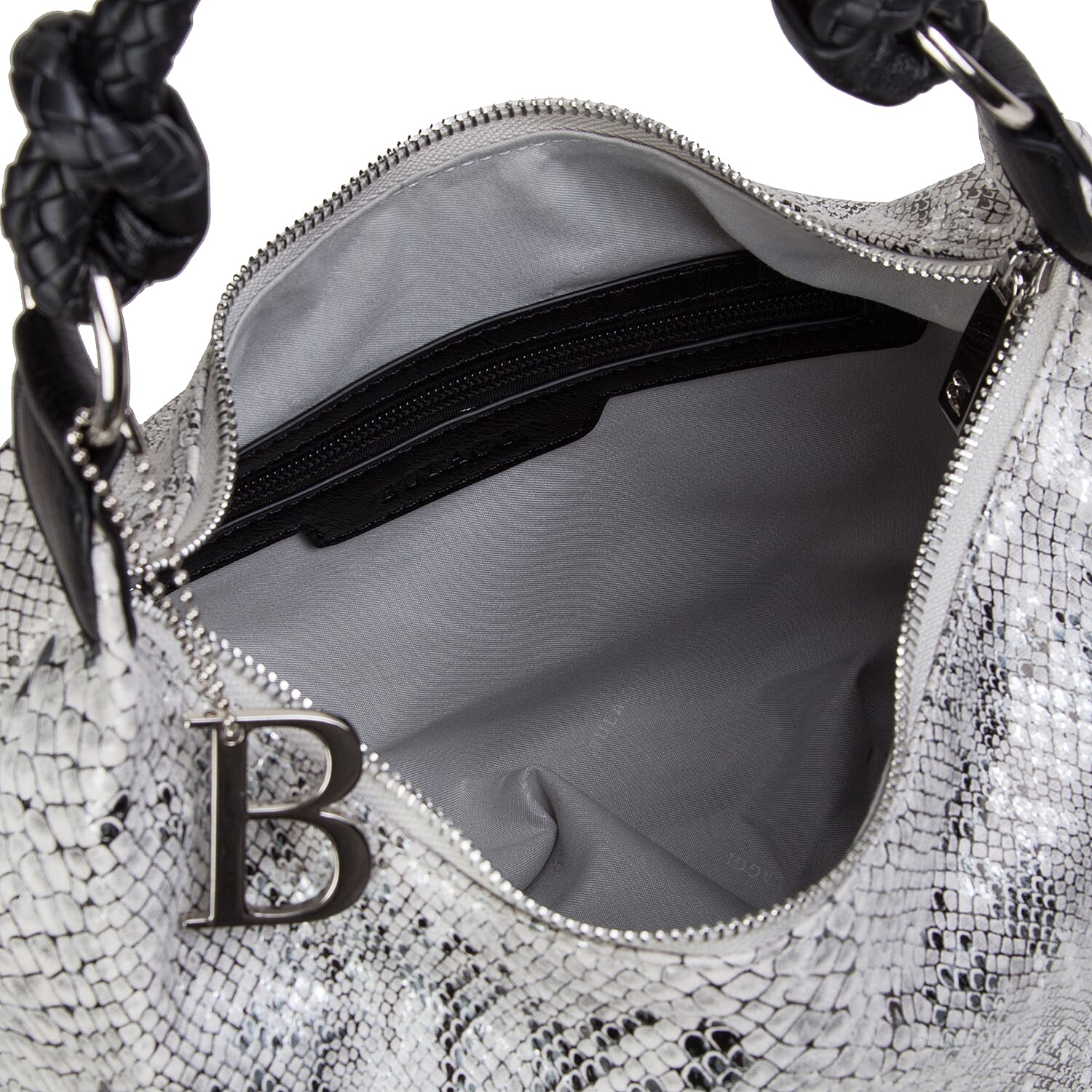 Bulaggi Collection - JADE Snake Print Hobo Shoulder Bag - White