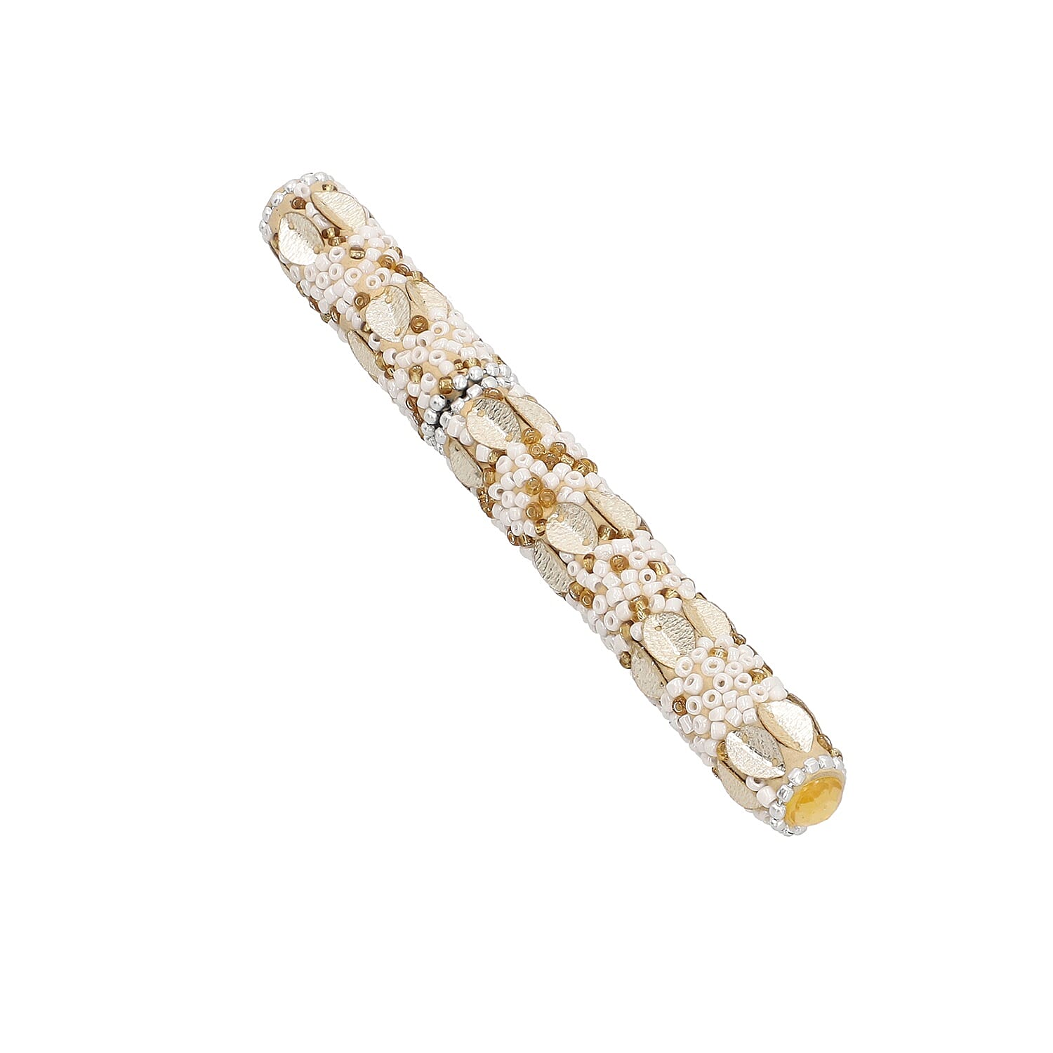 3 Piece Set - White Bead Decorated Diary, Key Chain and Pen