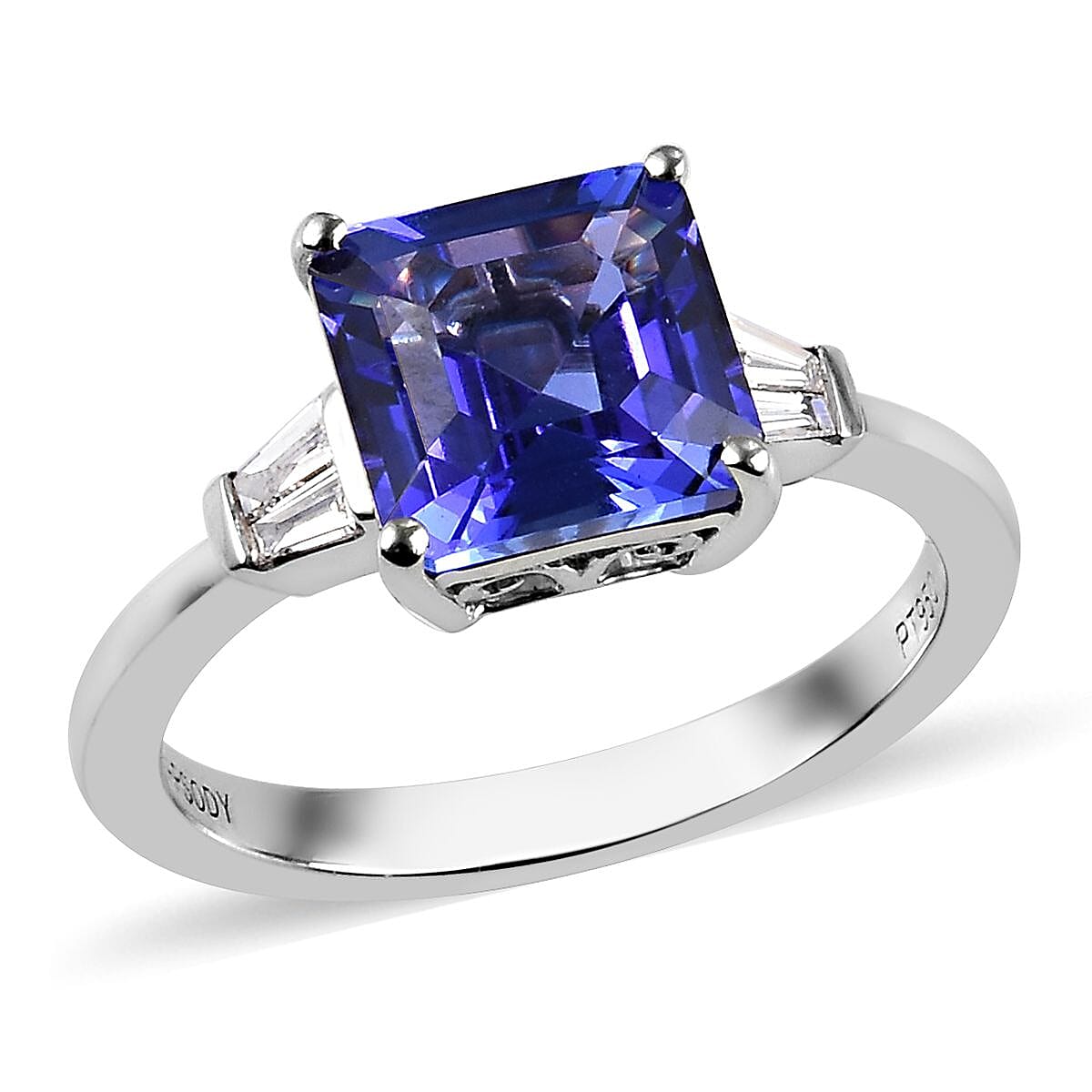 RHAPSODY 950 Platinum AAAA Tanzanite and Diamond (VS-E-F) Ring 3.00 Ct, Platinum wt. 4.50 Gms