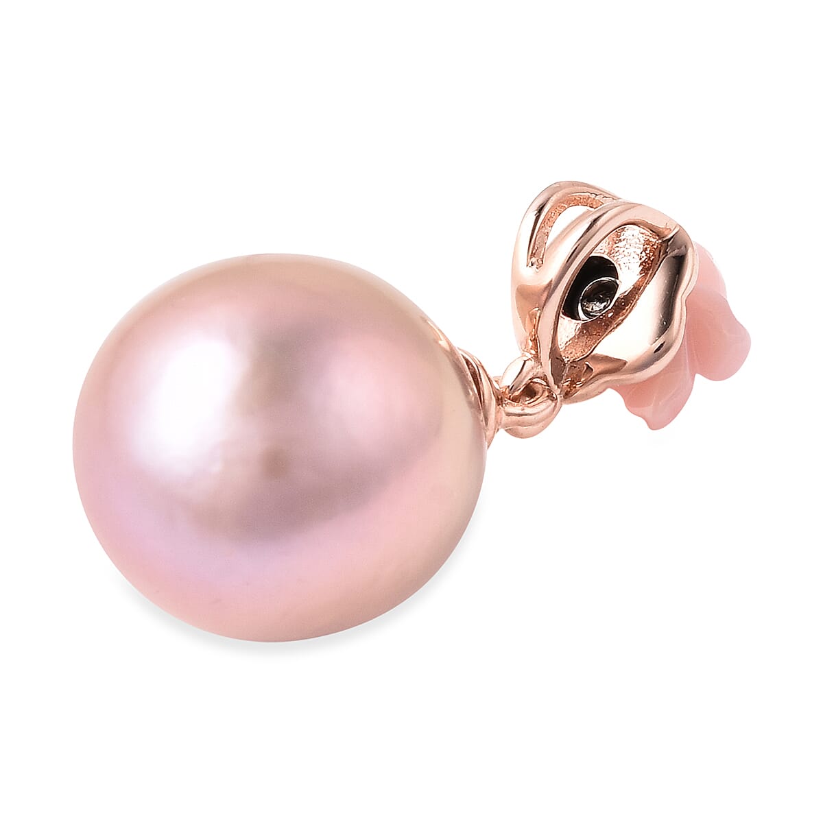 Purple Edison Pearl, Pink Mother of Pearl and Madagascar Pink Sapphire Pendant in Rose Gold Overlay Sterling Silver