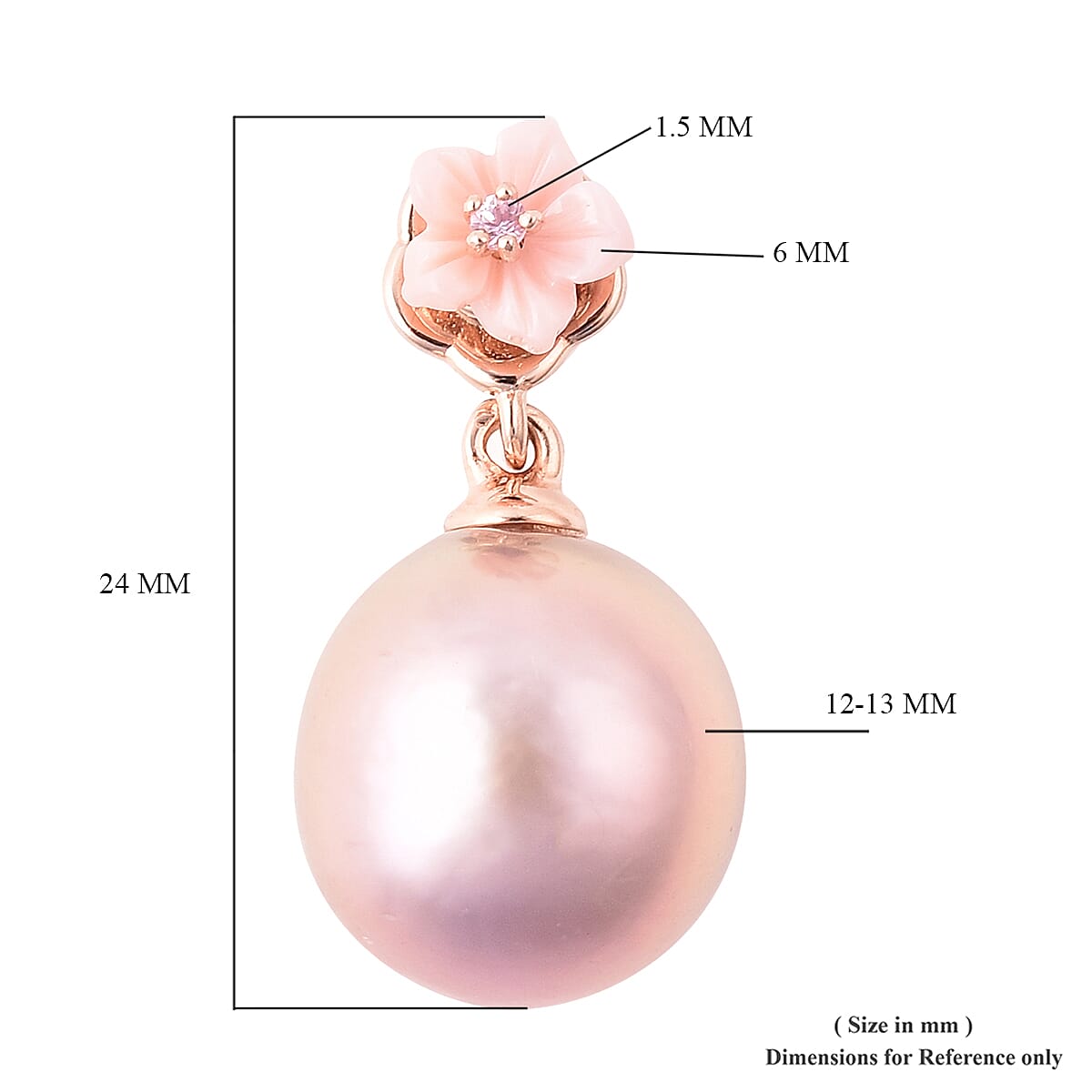 Purple Edison Pearl, Pink Mother of Pearl and Madagascar Pink Sapphire Pendant in Rose Gold Overlay Sterling Silver