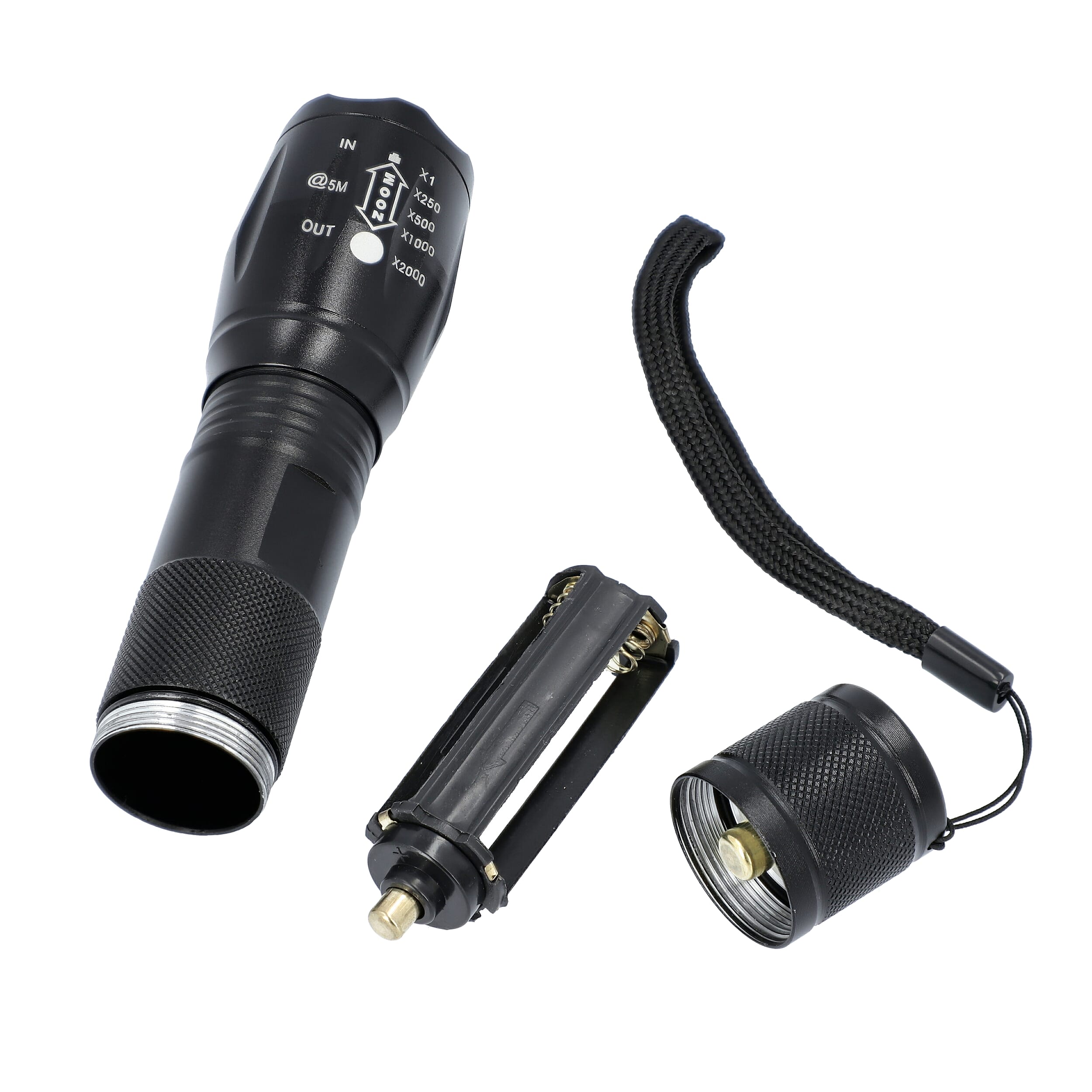 TAC Torch Light with High, Medium, Low, SOS and Flash Light Mode - 3xAAA Battery (Not Included)