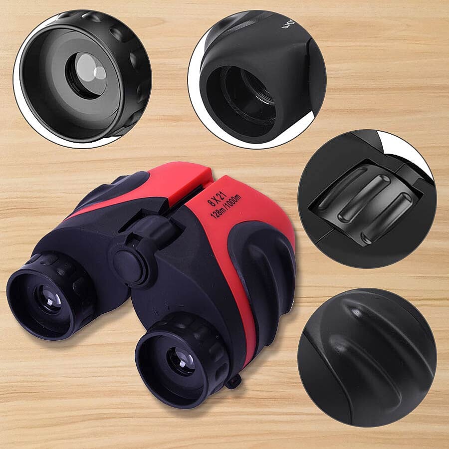 Compact and Lightweight Binoculars (Size 12x8.5cm) - Red