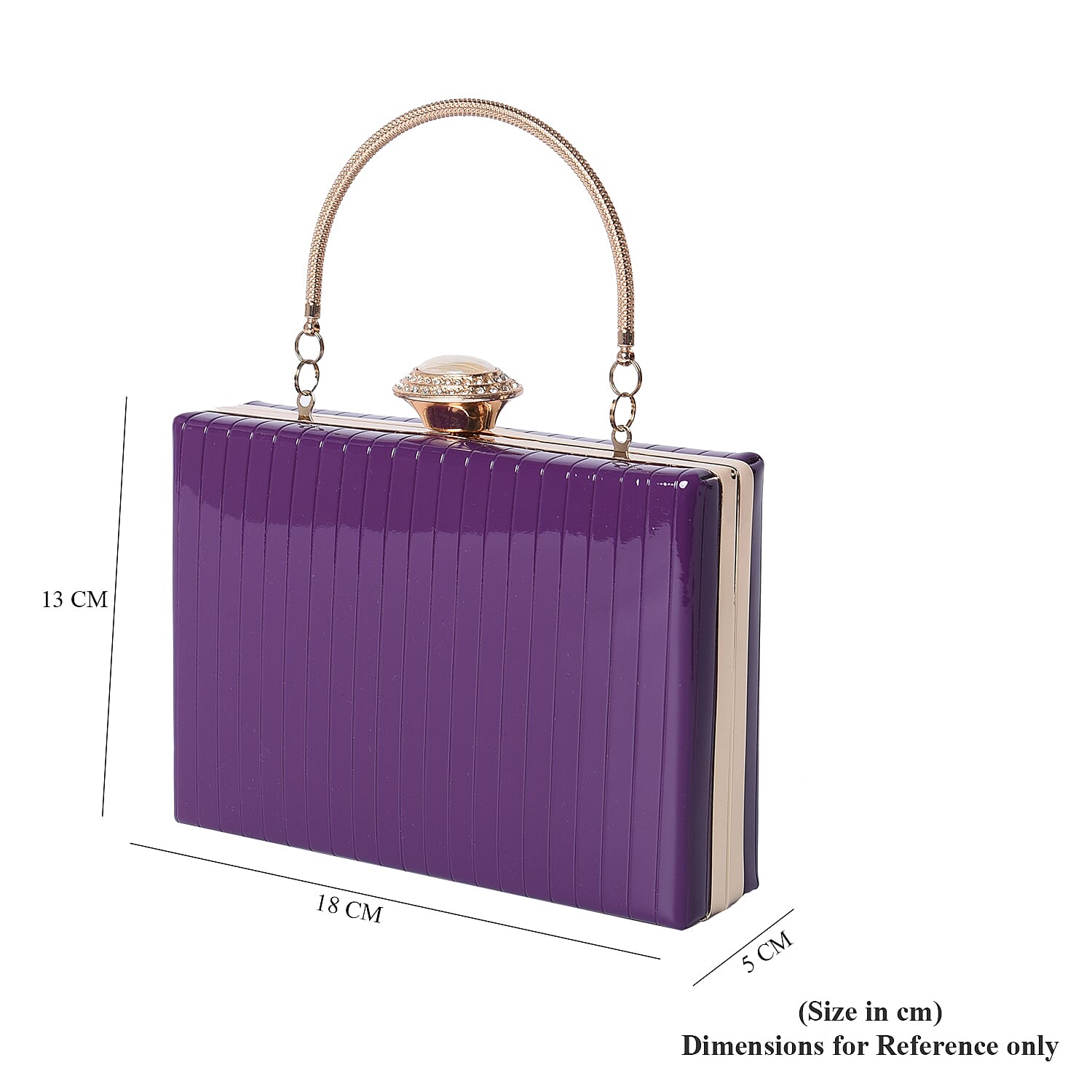 BOUTIQUE COLLECTION Purple Colour Stripe Pattern Shoulder Bag with Chain Strap and Crystal Studded Top Knob (Size 18x5x13 Cm)