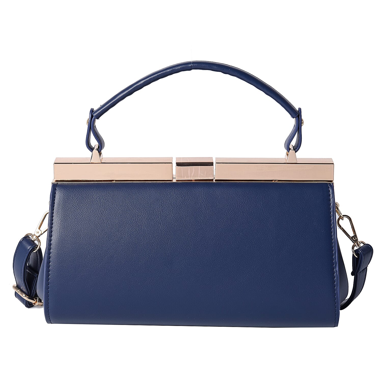 BOUTIQUE COLLECTION Indigo Blue Clutch Bag with Detachable Shoulder Strap and Top Handle (Size 26x13x16 Cm)