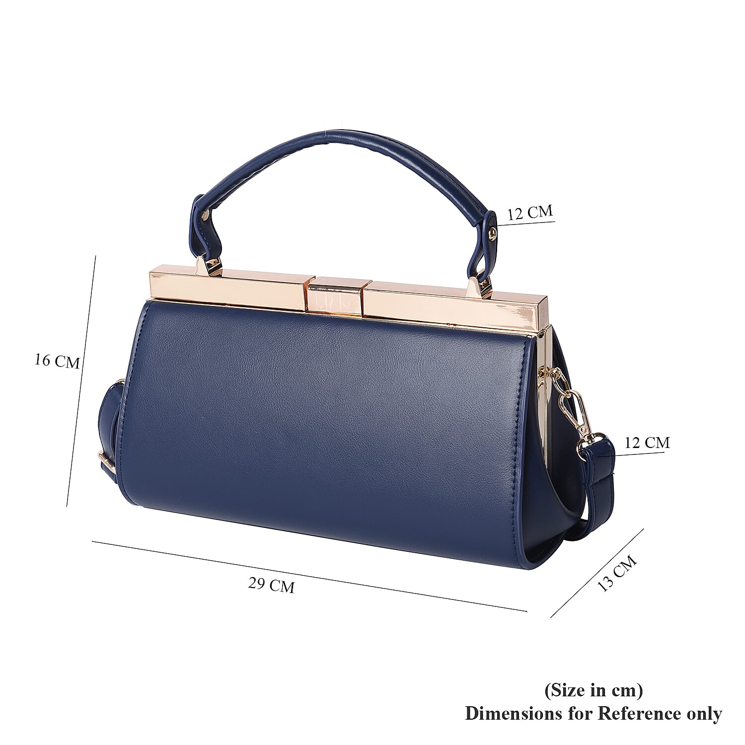 BOUTIQUE COLLECTION Indigo Blue Clutch Bag with Detachable Shoulder Strap and Top Handle (Size 26x13x16 Cm)