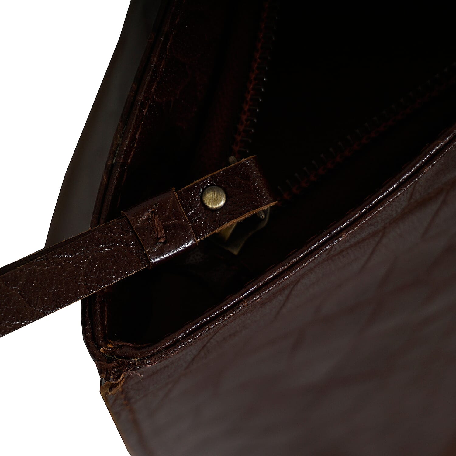 Assots London AGNES Croc Embossed Genuine Leather Tote Bag with Zipper Closure (Size 33x11x26) - Brown