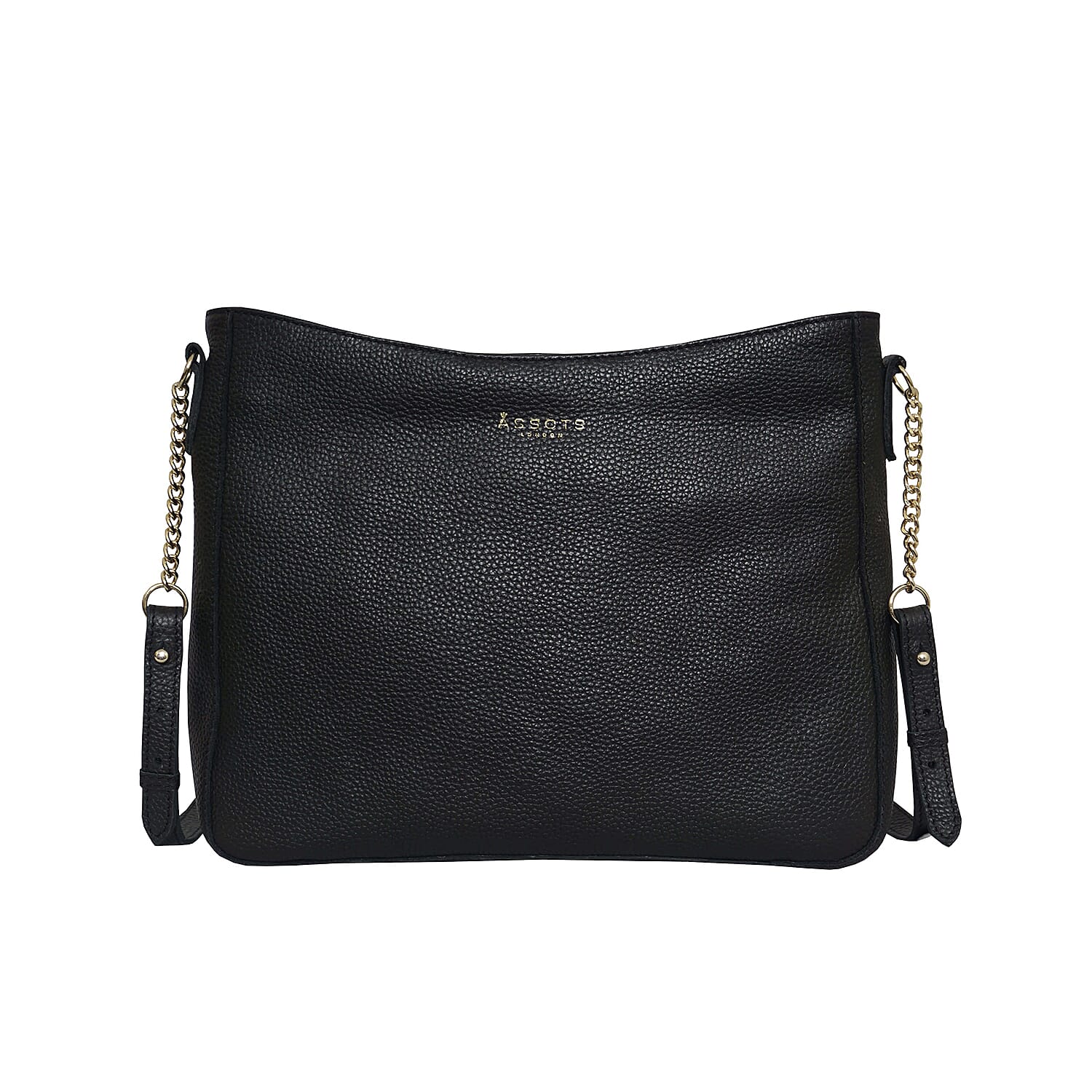 Assots London LOUISA - 100% Genuine Leather Handbag with Shoulder Strap (30x7x24cm) - Black