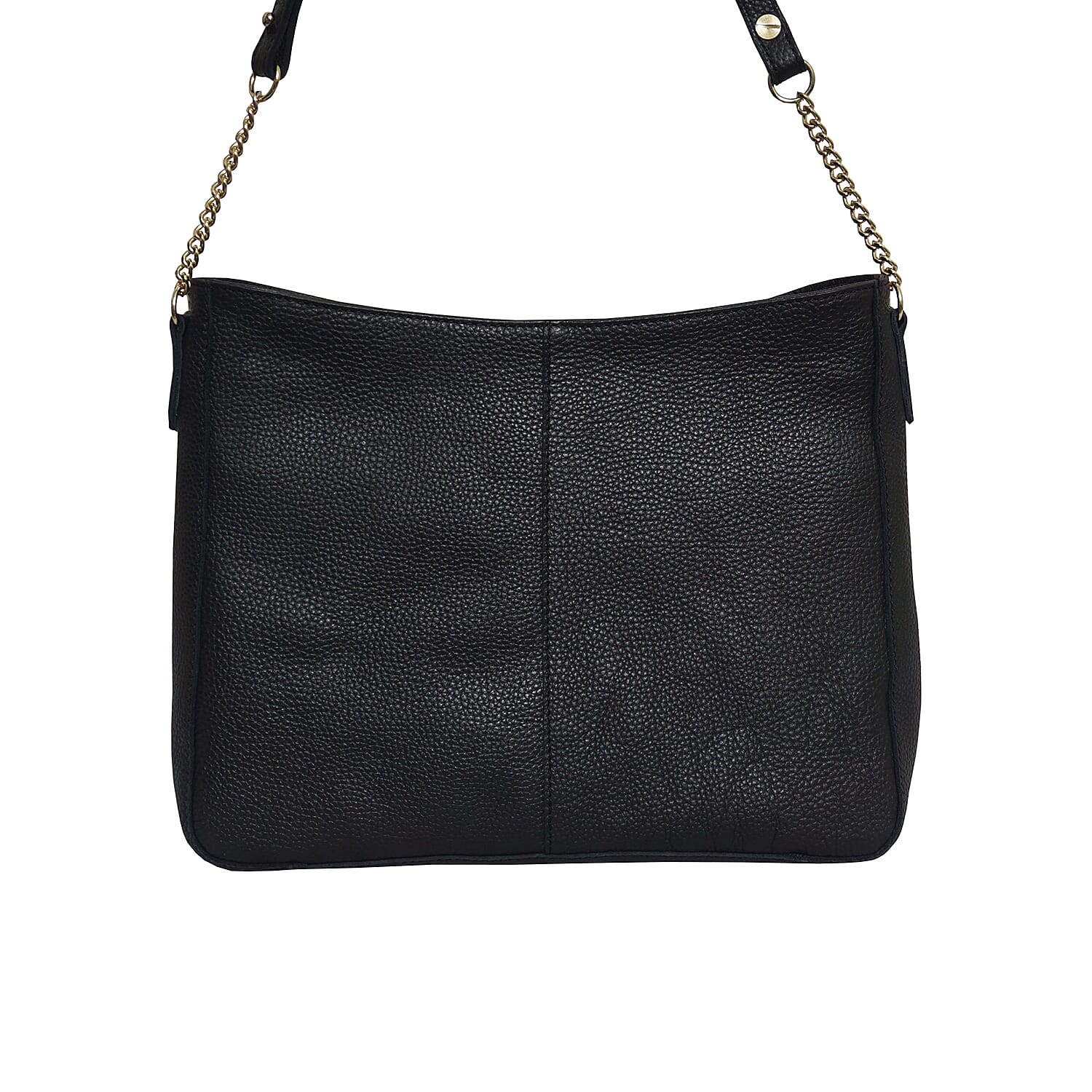 Assots London LOUISA - 100% Genuine Leather Handbag with Shoulder Strap (30x7x24cm) - Black