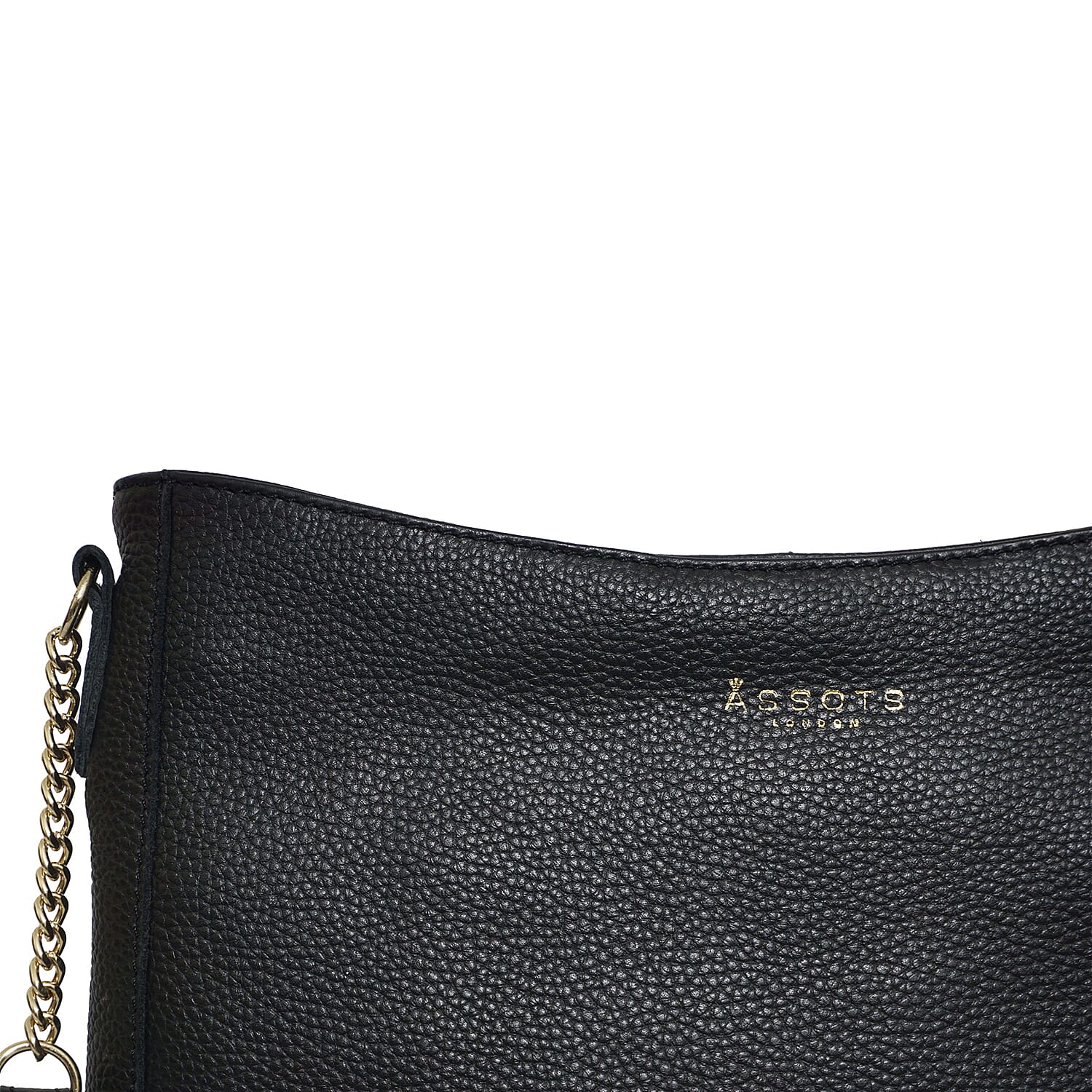 Assots London LOUISA - 100% Genuine Leather Handbag with Shoulder Strap (30x7x24cm) - Black