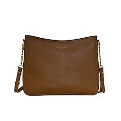 Assots London LOUISA - 100% Genuine Leather Handbag with Shoulder Strap (30x7x24cm) - Tan