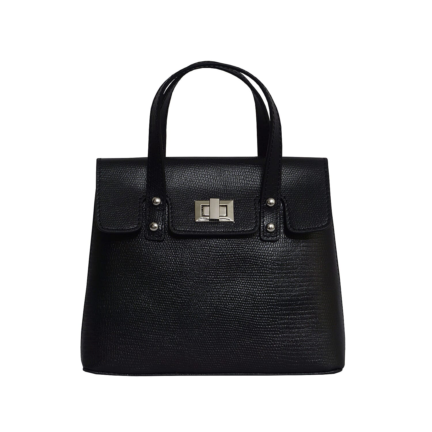 Assots London BENTLEY Lizard Designer Genuine Leather Grab Bag with Detachable and Adjustable Shoulder Strap (Size 25x5x18 Cm) - Black