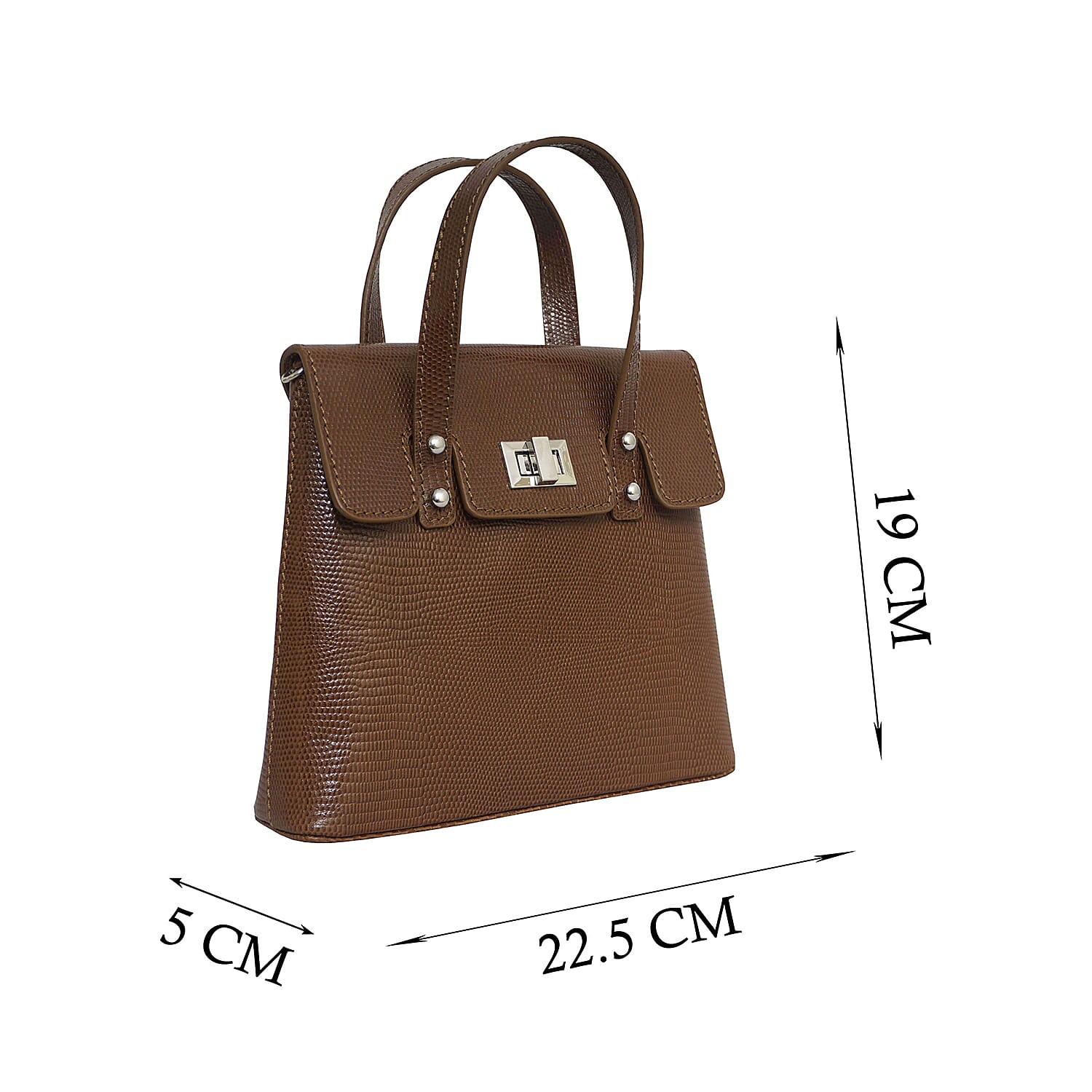 Assots London BENTLEY Lizard Designer Genuine Leather Grab Bag with Detachable and Adjustable Shoulder Strap (Size 25x5x18 Cm) - Tan