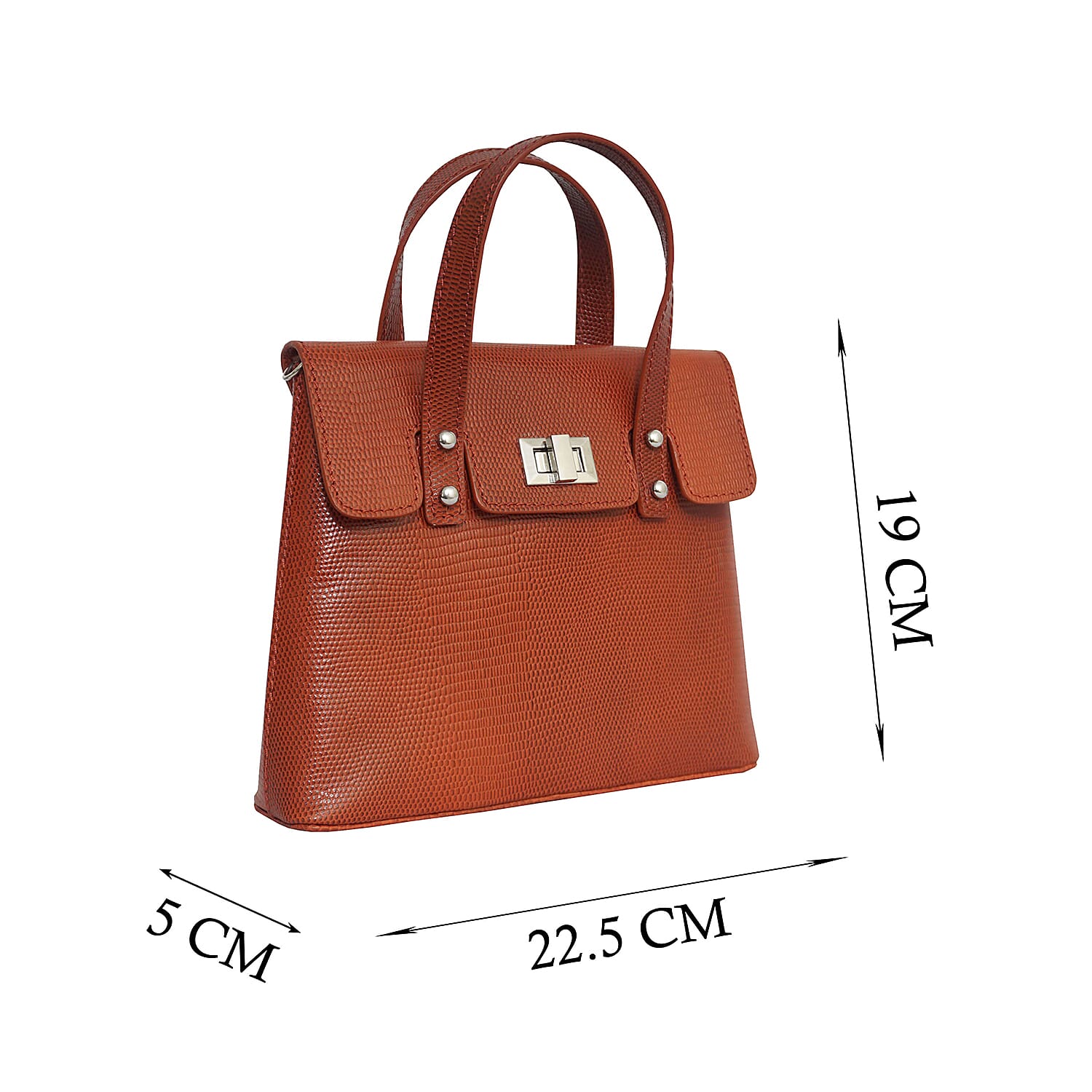 Assots London BENTLEY Lizard Designer Genuine Leather Grab Bag with Detachable and Adjustable Shoulder Strap (Size 25x5x18 Cm) - Red