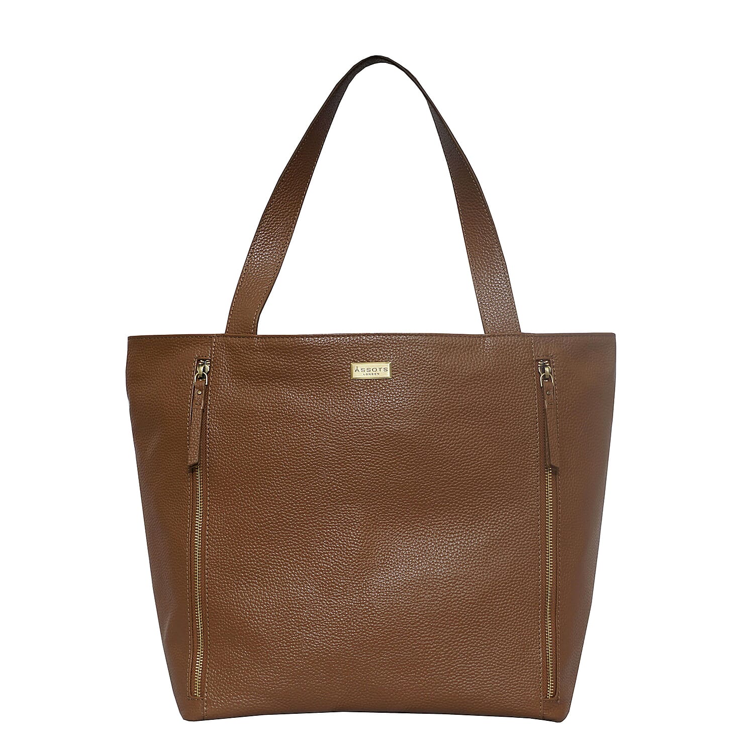 Assots London CORDER Pebble Grain Genuine Leather Tote Bag with Magnetic Closure (Size 45-33x11x32 Cm) - Tan