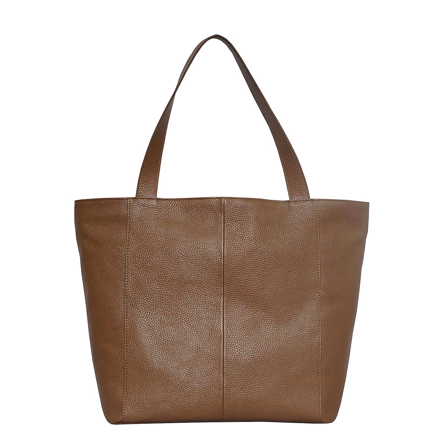 Assots London CORDER Pebble Grain Genuine Leather Tote Bag with Magnetic Closure (Size 45-33x11x32 Cm) - Tan
