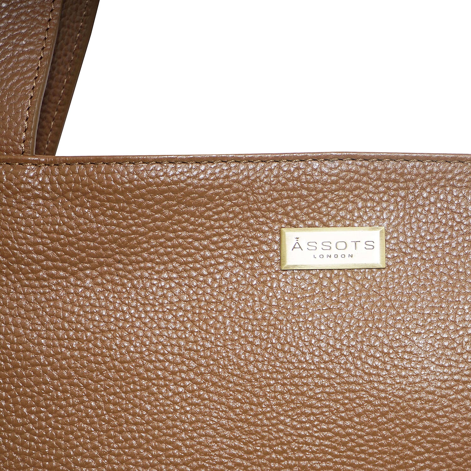 Assots London CORDER Pebble Grain Genuine Leather Tote Bag with Magnetic Closure (Size 45-33x11x32 Cm) - Tan