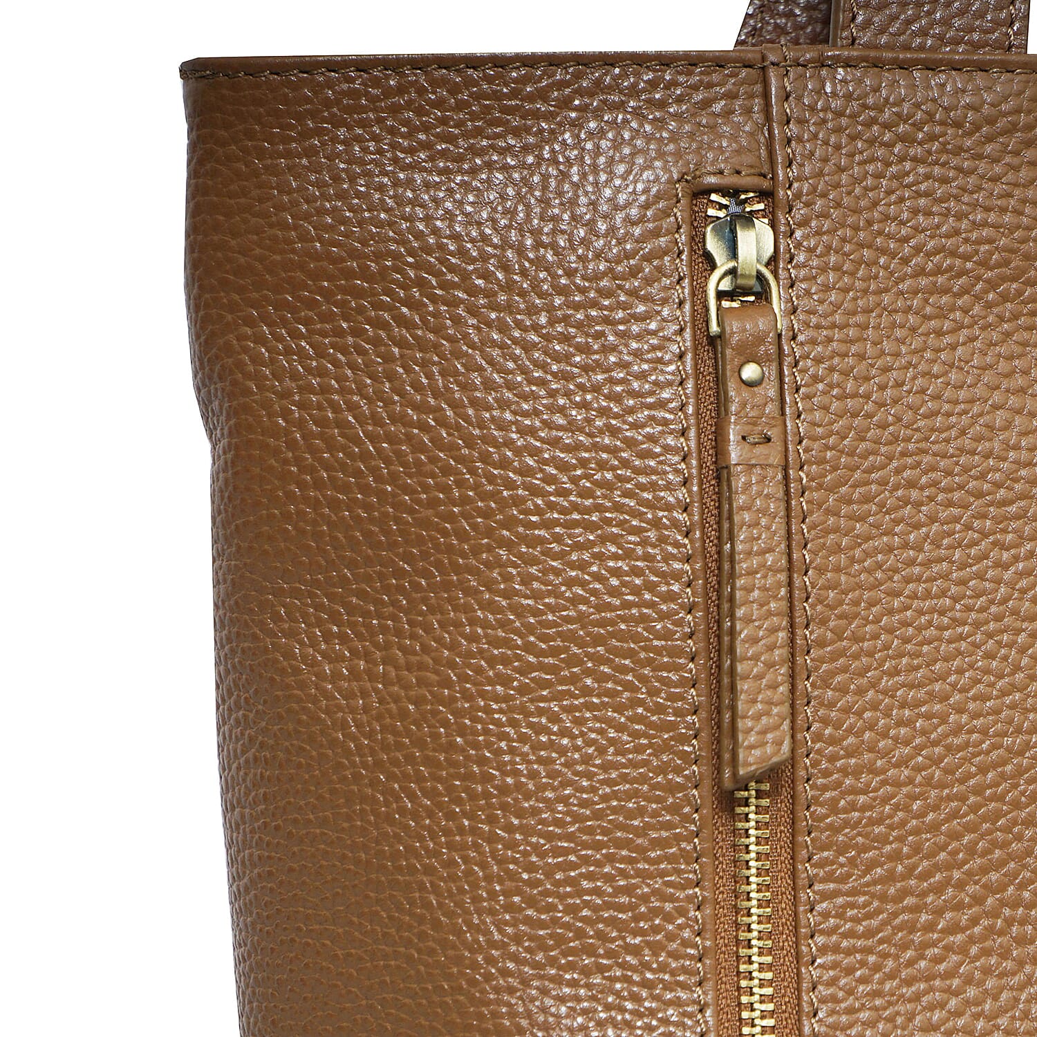 Assots London CORDER Pebble Grain Genuine Leather Tote Bag with Magnetic Closure (Size 45-33x11x32 Cm) - Tan