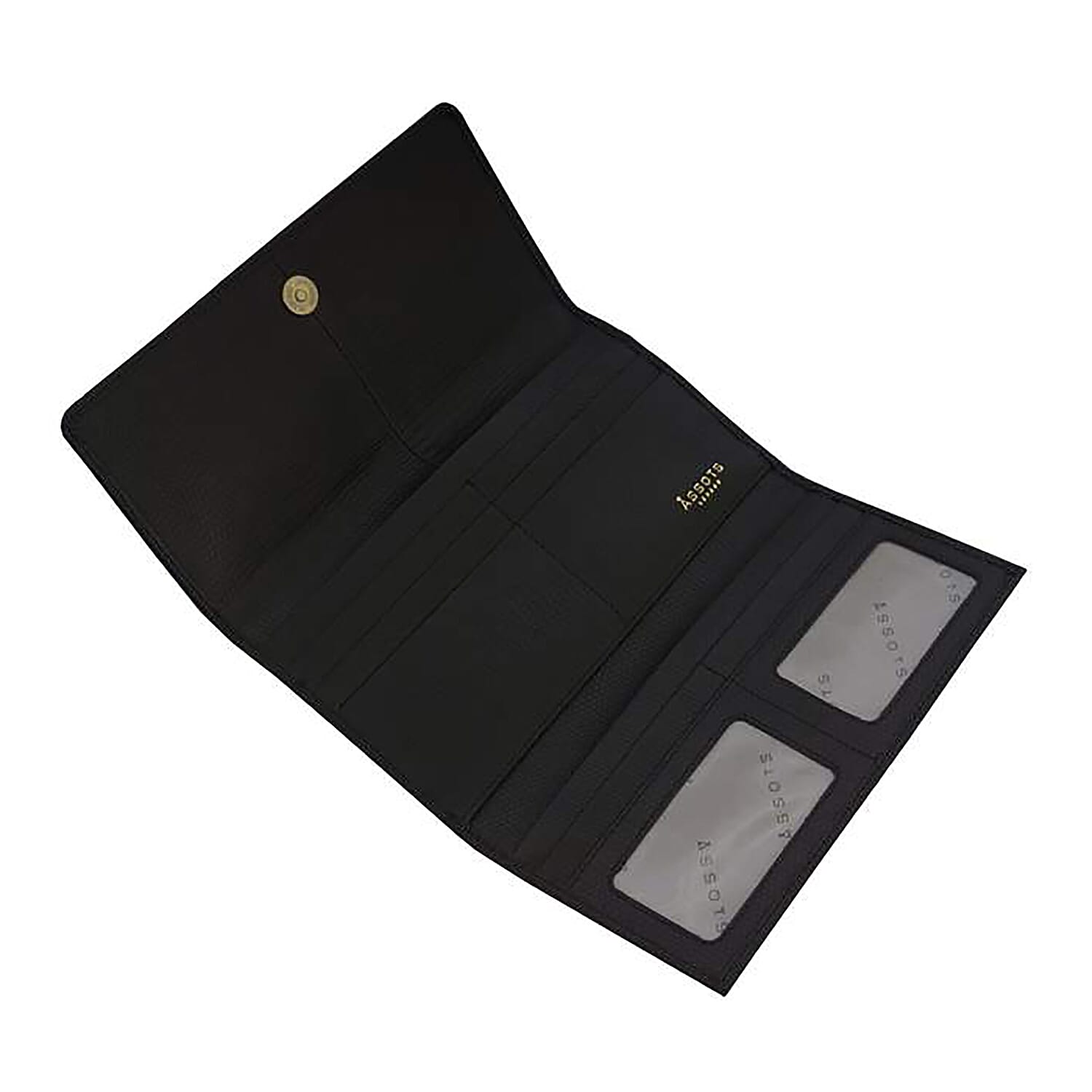 Assots London CLAIRE - 100% Genuine Leather Wallet (20x1.5x10cm ) - Black