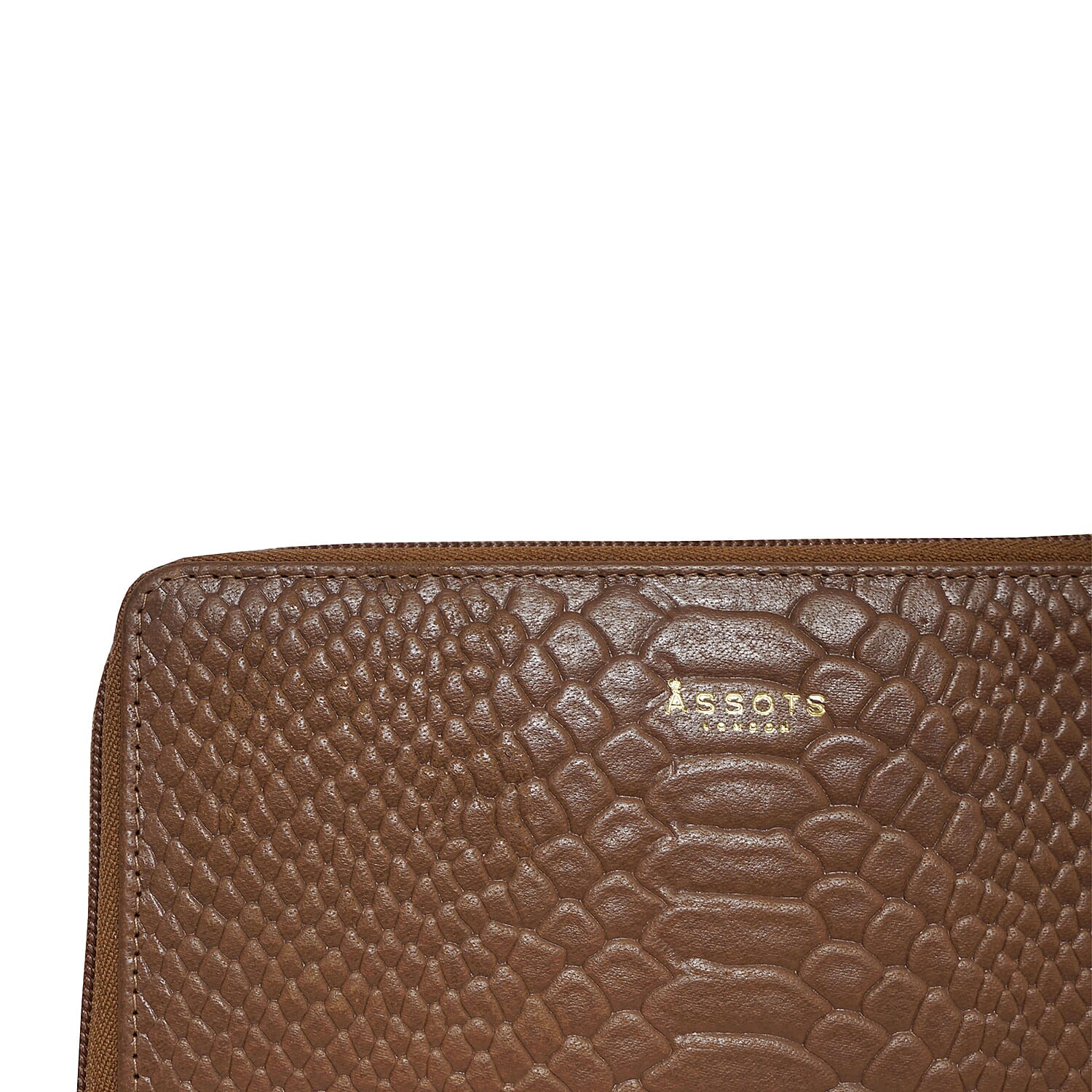 Assots London HAZEL Python Embossed Genuine Leather RFID Zip Around Purse (Size 20x2x10 Cm) - Black