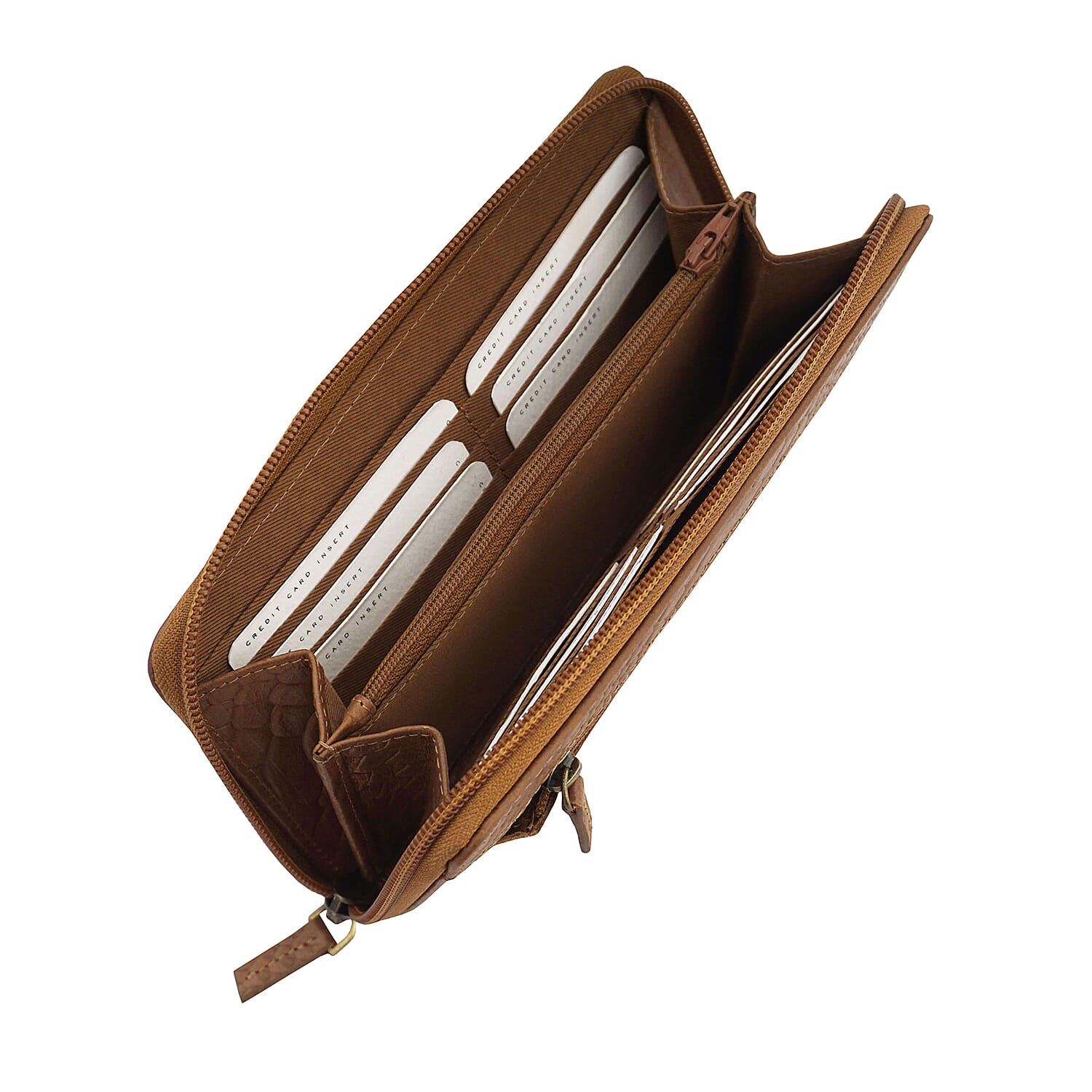 Assots London HAZEL Python Embossed Genuine Leather RFID Zip Around Purse (Size 20x2x10 Cm) - Black