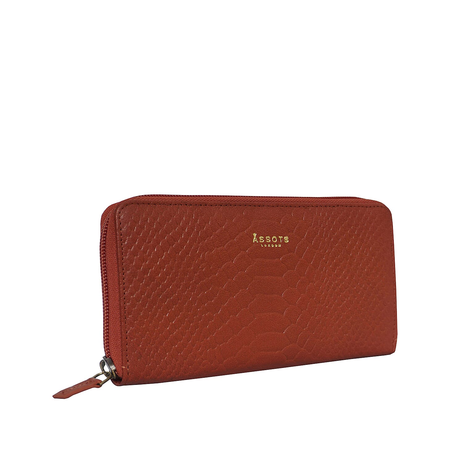 Assots London HAZEL Python Embossed Genuine Leather RFID Zip Around Purse (Size 20x2x10 Cm) - Red