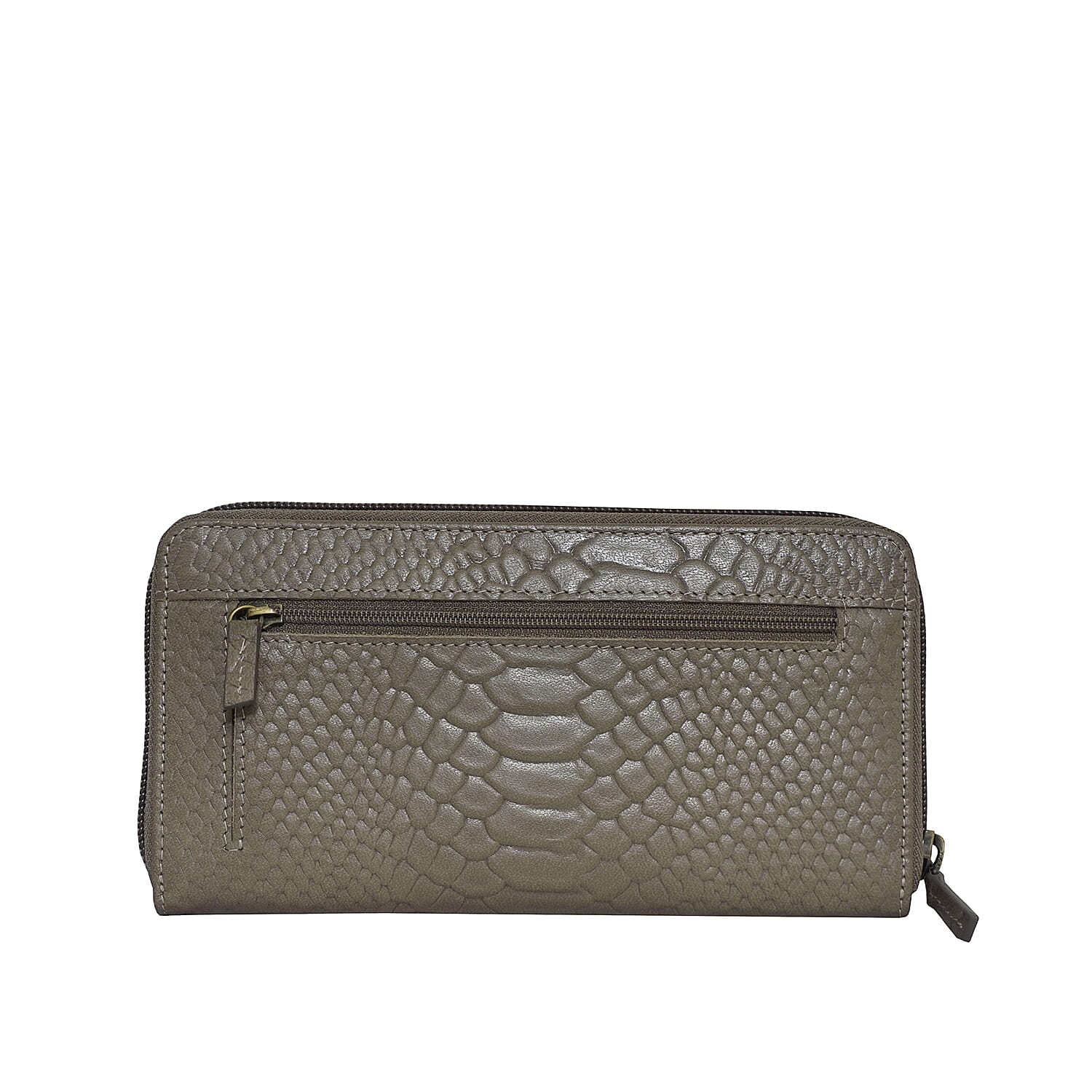 Assots London HAZEL Python Embossed Genuine Leather RFID Zip Around Purse (Size 20x2x10 Cm) - Olive Green