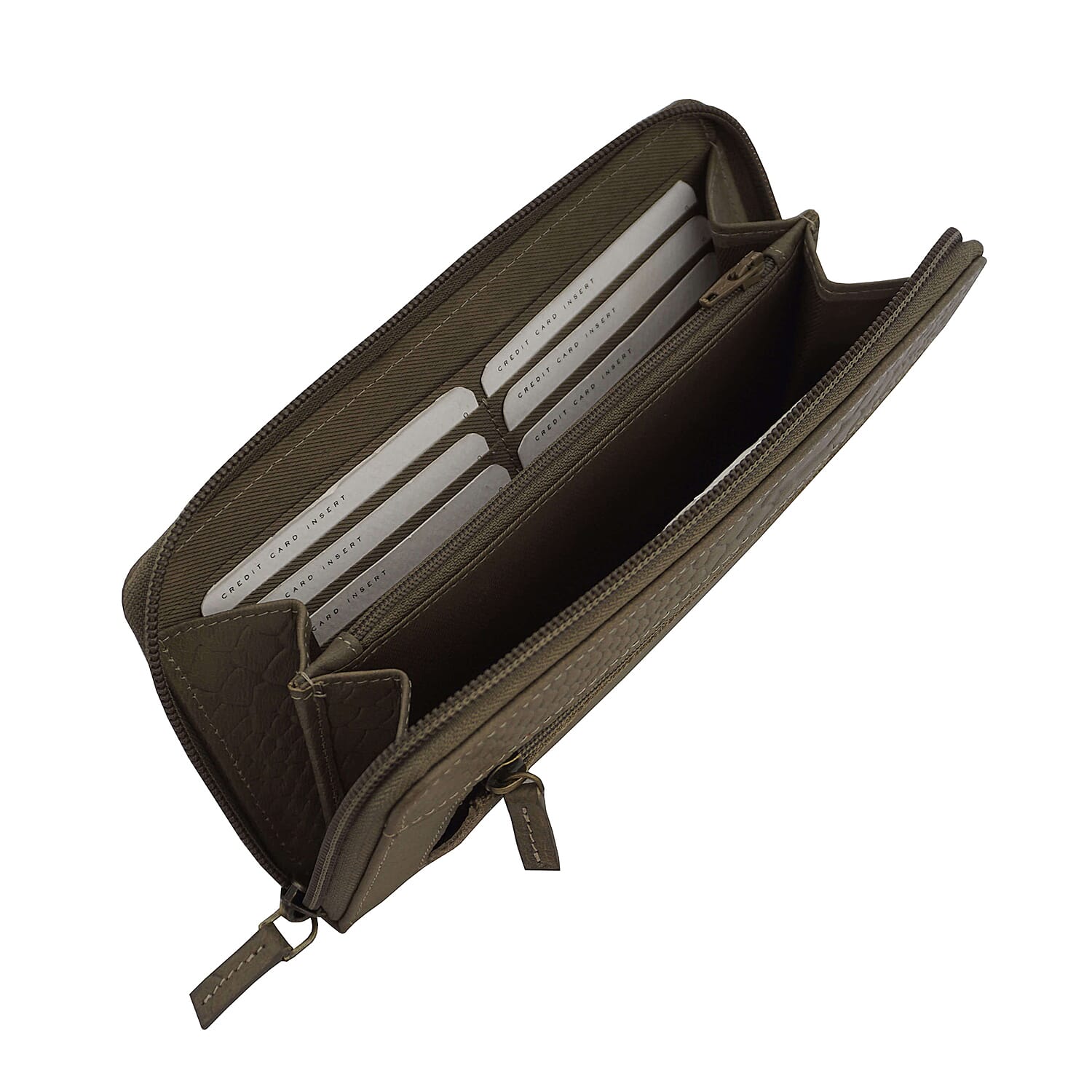 Assots London HAZEL Python Embossed Genuine Leather RFID Zip Around Purse (Size 20x2x10 Cm) - Olive Green