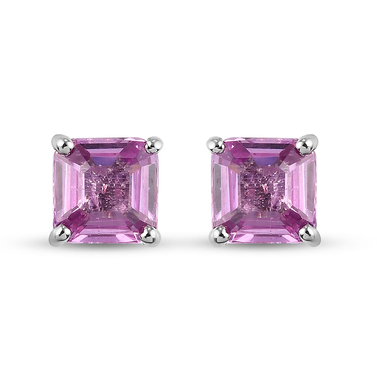 RHAPSODY 950 Platinum AAAA Pink Sapphire Stud Earrings (with Screw Back) 1.50 Ct.