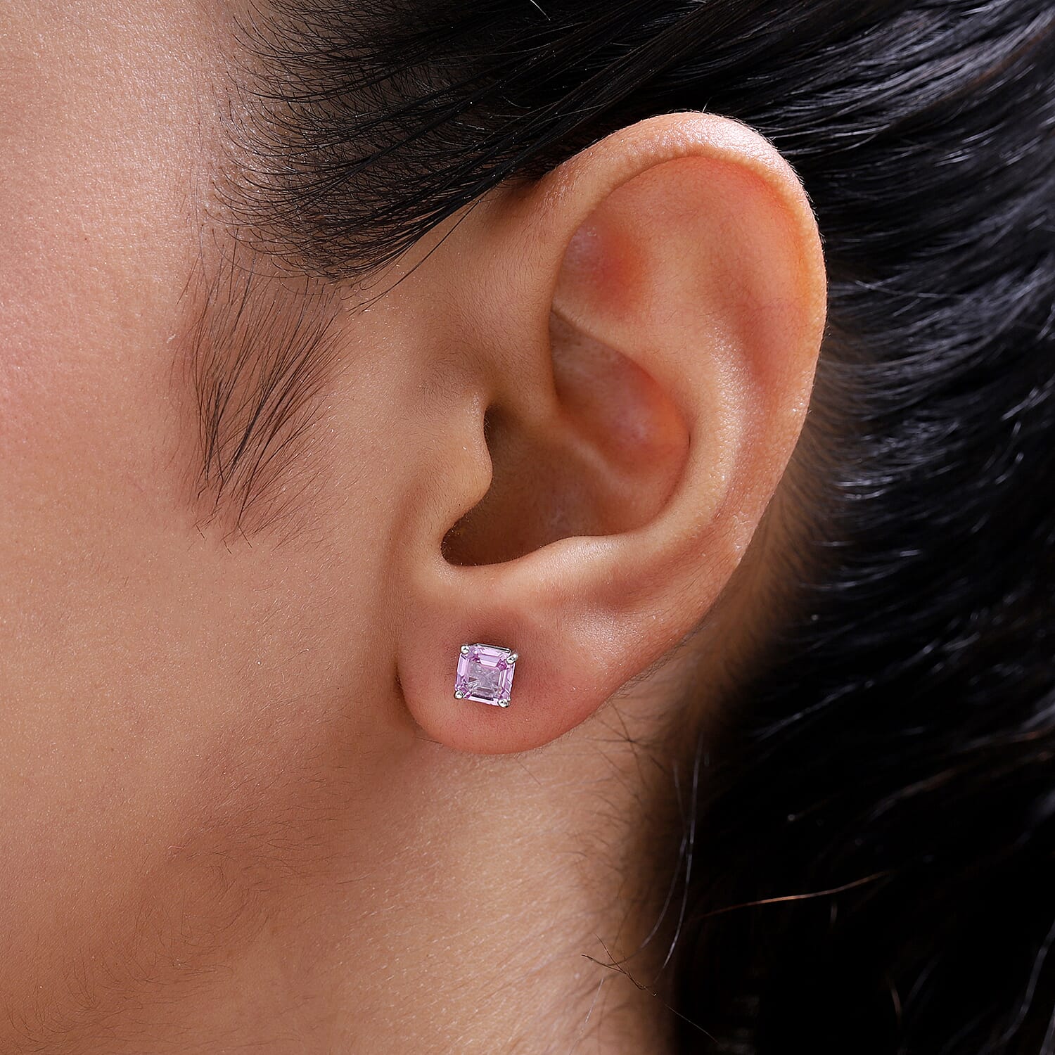 RHAPSODY 950 Platinum AAAA Pink Sapphire Stud Earrings (with Screw Back) 1.50 Ct.