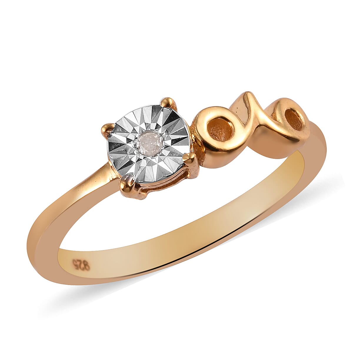 Diamond Zodiac-Aries Ring in 14K Gold Overlay Sterling Silver