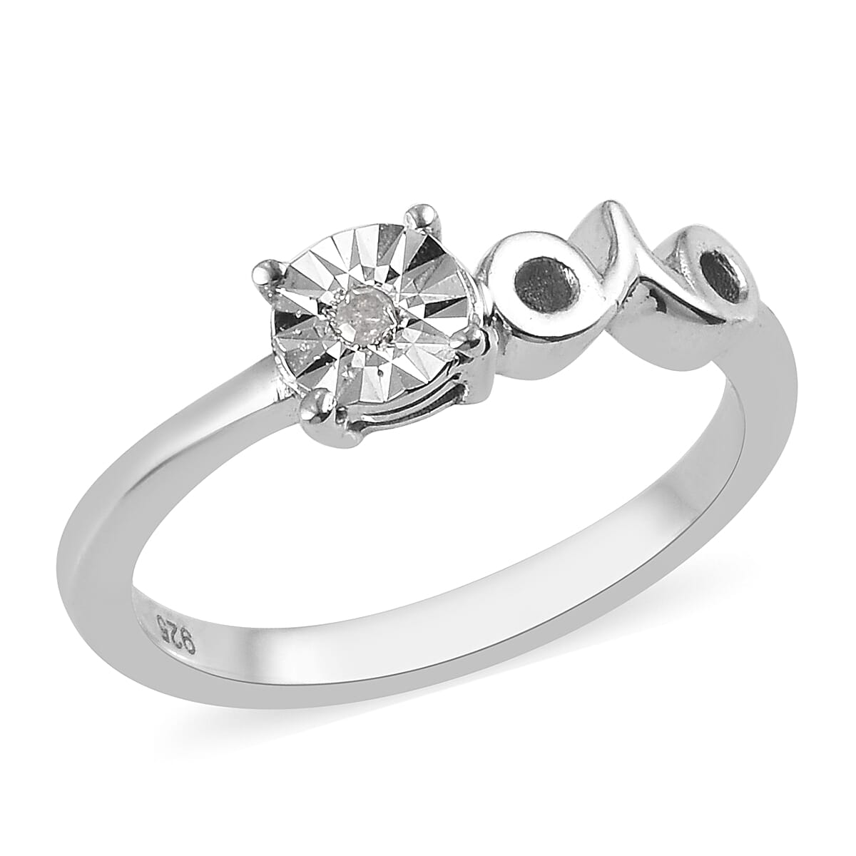 Diamond Zodiac-Aries Ring in Platinum Overlay Sterling Silver