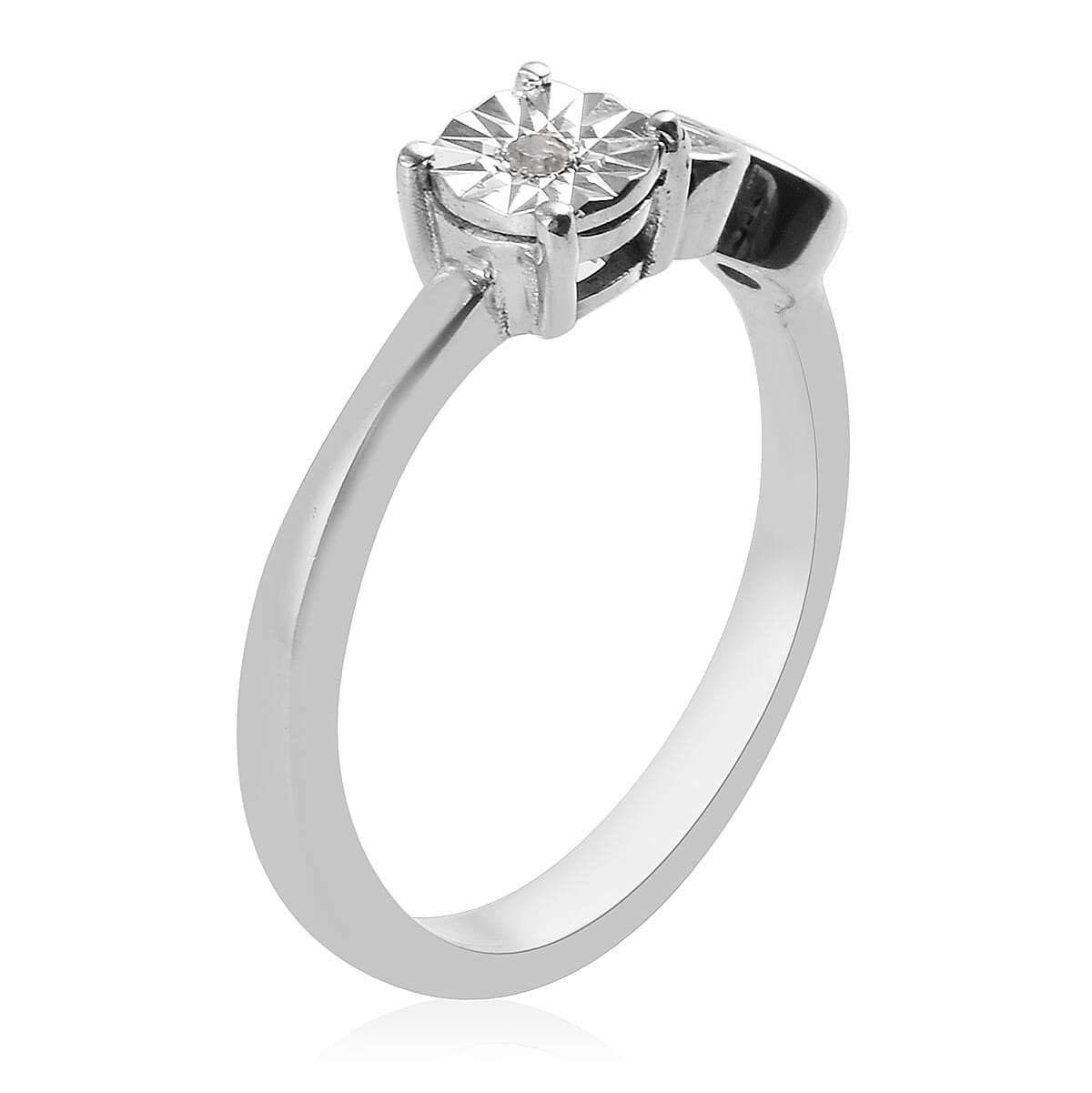 Diamond Zodiac-Aries Ring in Platinum Overlay Sterling Silver