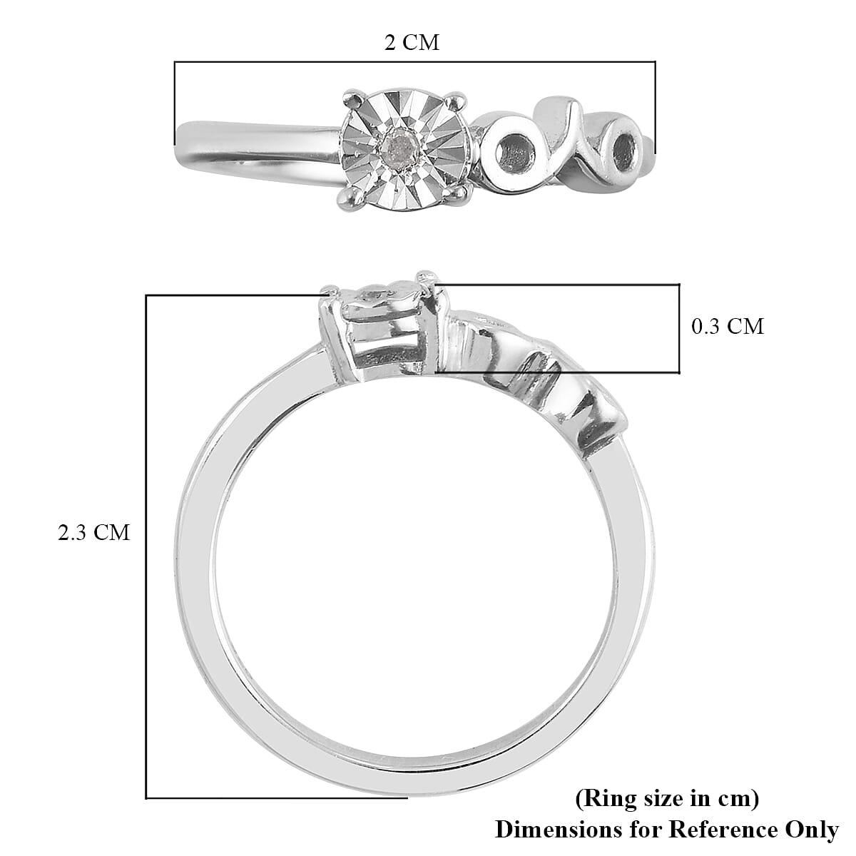 Diamond Zodiac-Aries Ring in Platinum Overlay Sterling Silver