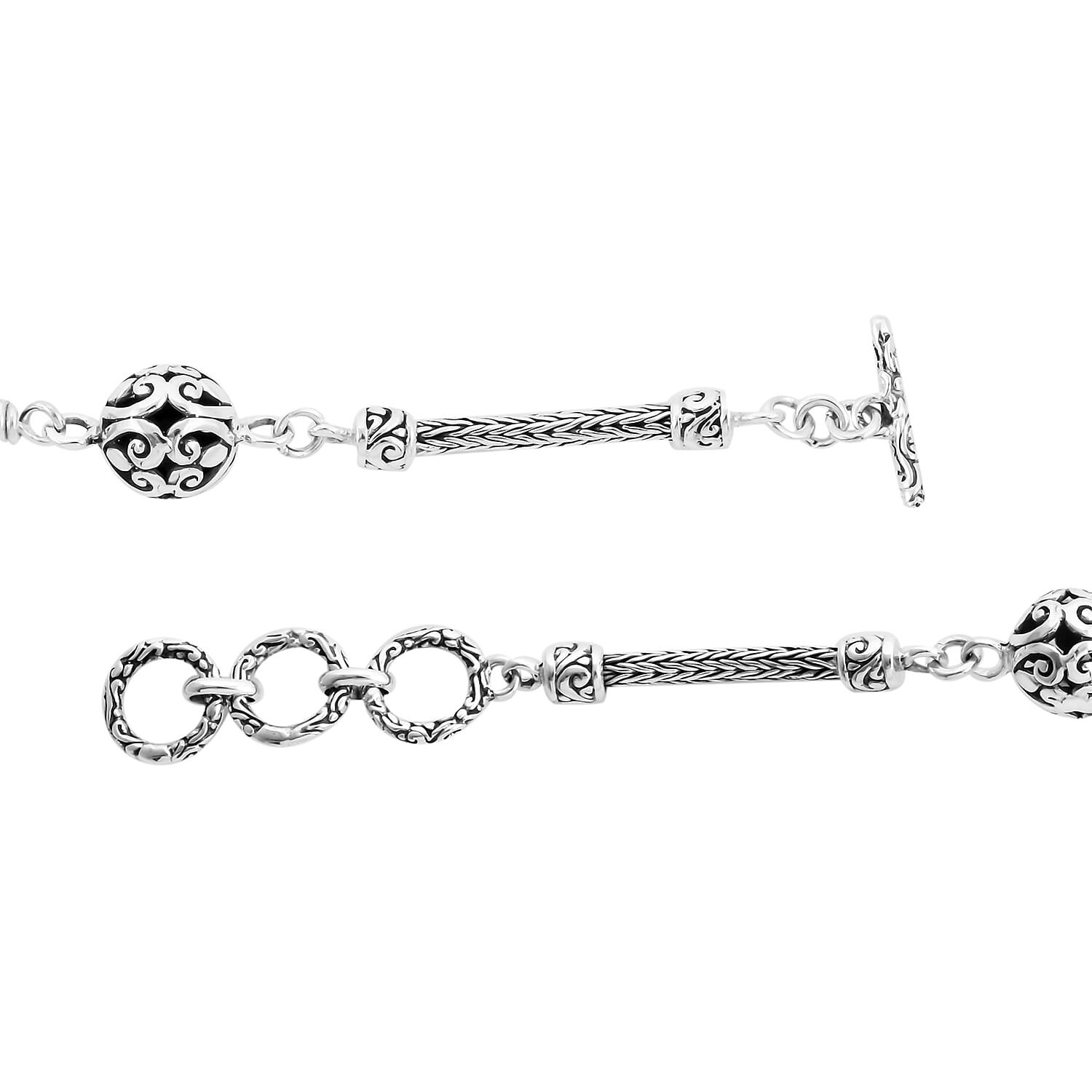 Royal Bali Collection - Arizona Sleeping Beauty Turquoise Beads Bracelet (Size 7.5 with Extender) in Sterling Silver 10.00 Ct, Silver wt 11.82 Gms