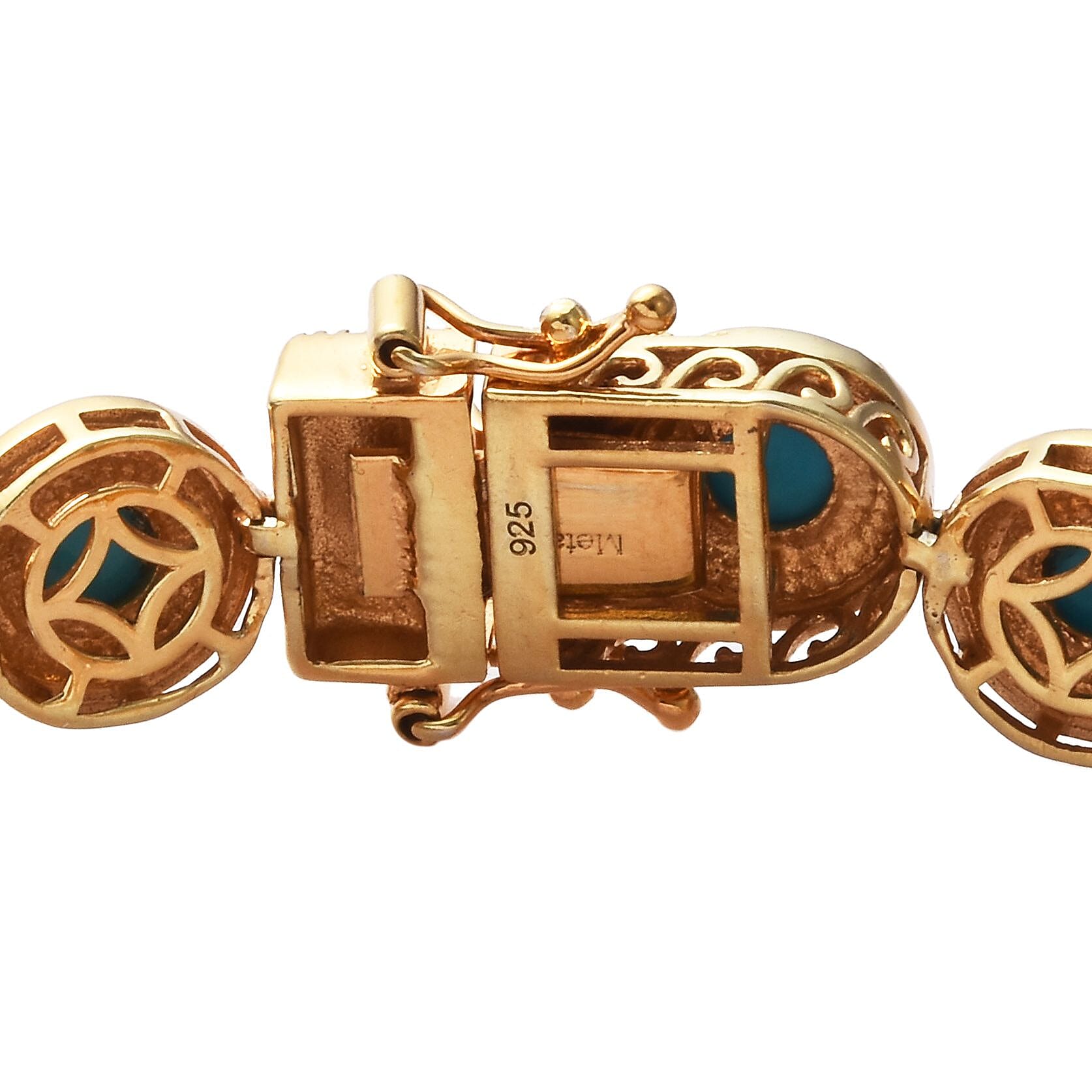 AA Arizona Sleeping Beauty Turquoise Enamelled Bracelet (Size 7) in 14K Gold Overlay Sterling Silver 9.00 Ct, Silver wt 20.17 Gms