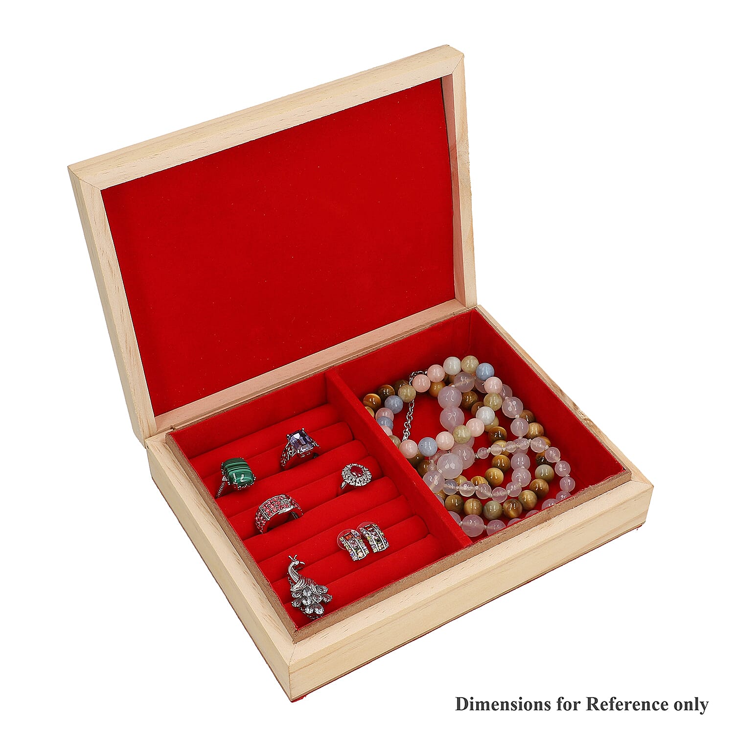 Wooden Storage Box with Owl Gemstone Painting (Size 22x17x6 Cm)