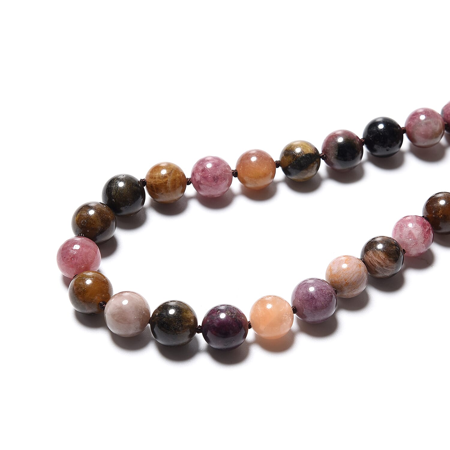 Multi-Tourmaline Beaded Necklace (Size 20) with Magnetic Lock in Rhodium Overlay Sterling Silver 466.50 Ct.