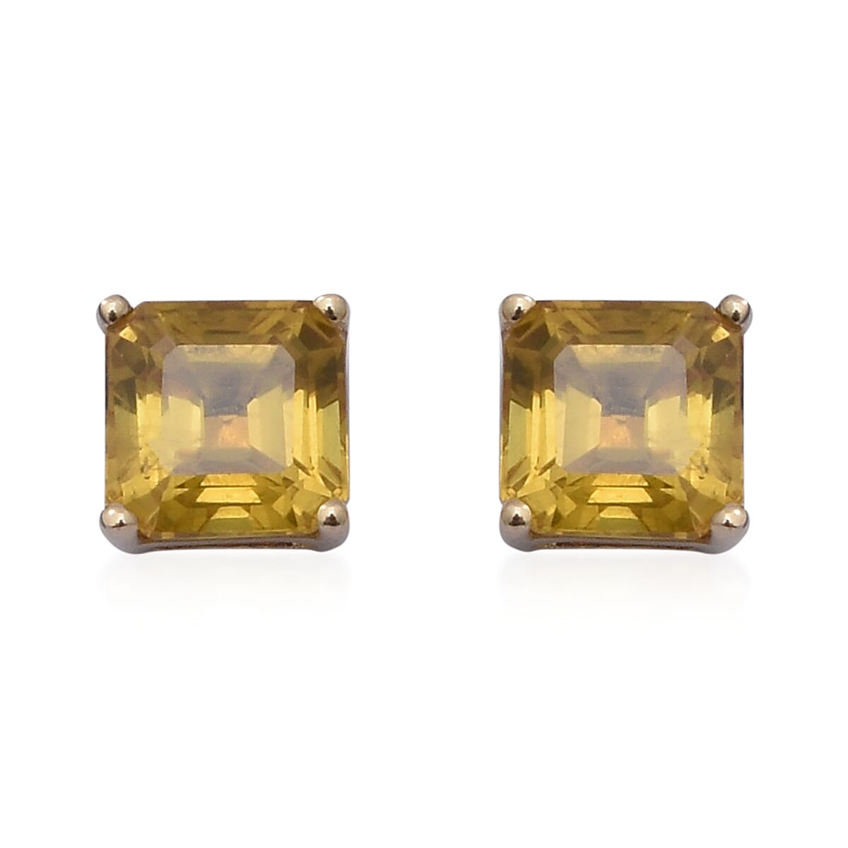 9K Yellow Gold Yellow Sapphire Stud Earrings (with Push Back) 2.70 Ct.