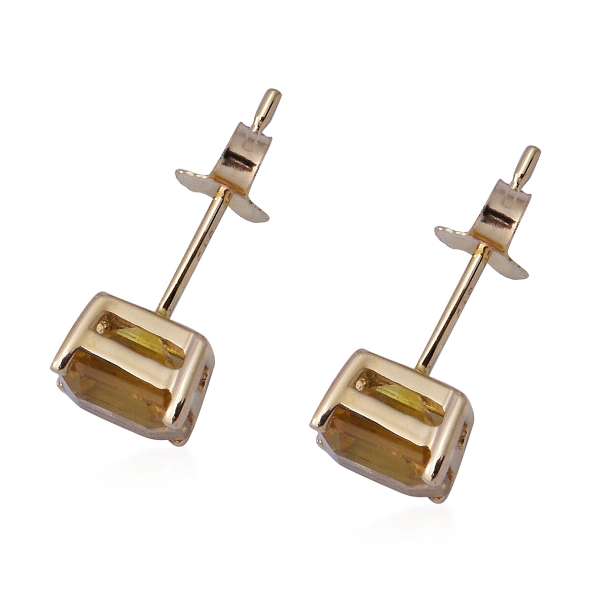 9K Yellow Gold Yellow Sapphire Stud Earrings (with Push Back) 2.70 Ct.