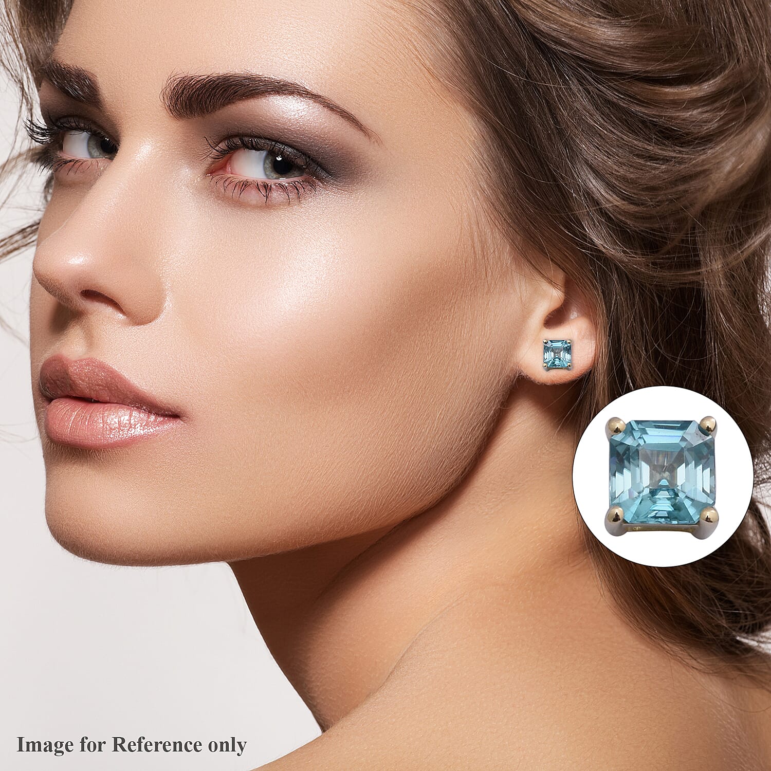 9K Yellow Gold Ratanakiri Blue Zircon Stud Earrings (with Push Back) 4.70 Ct.