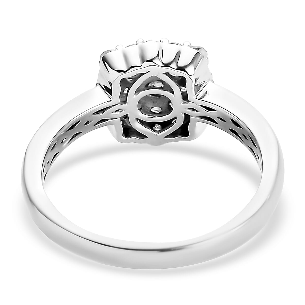 9K White Gold SGL Certified Natural Diamond (I2-I3/G-H) Ring 0.54 Ct.