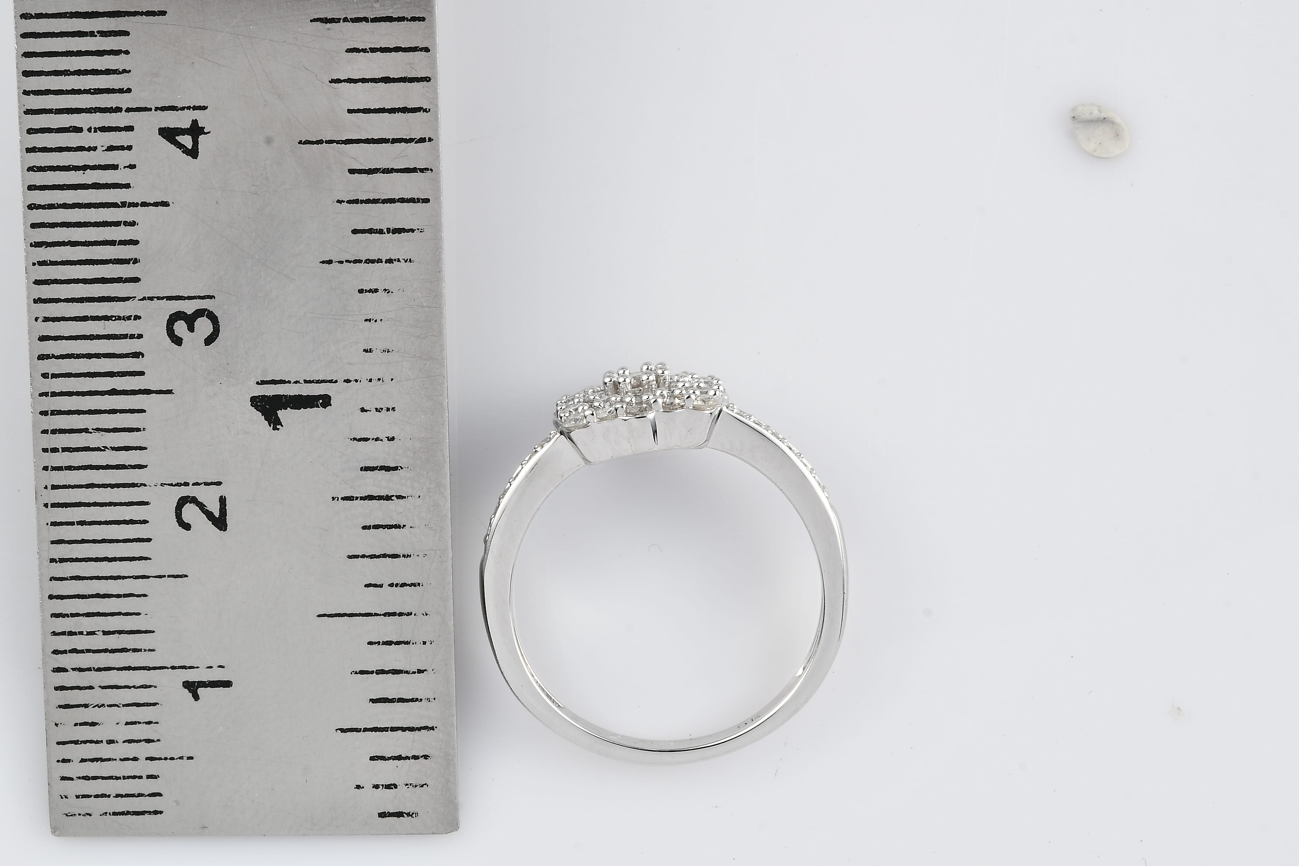 9K White Gold SGL Certified Natural Diamond (I2-I3/G-H) Ring 0.54 Ct.