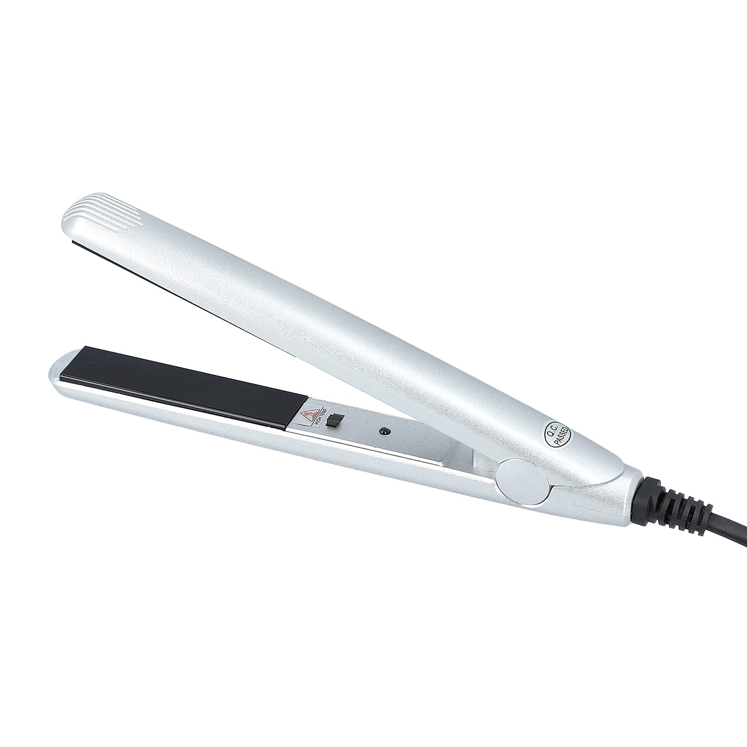 Multi Functional Mini & Travel Portable Hair Curl Straightener with LED Indicator and Power Cable - Silver