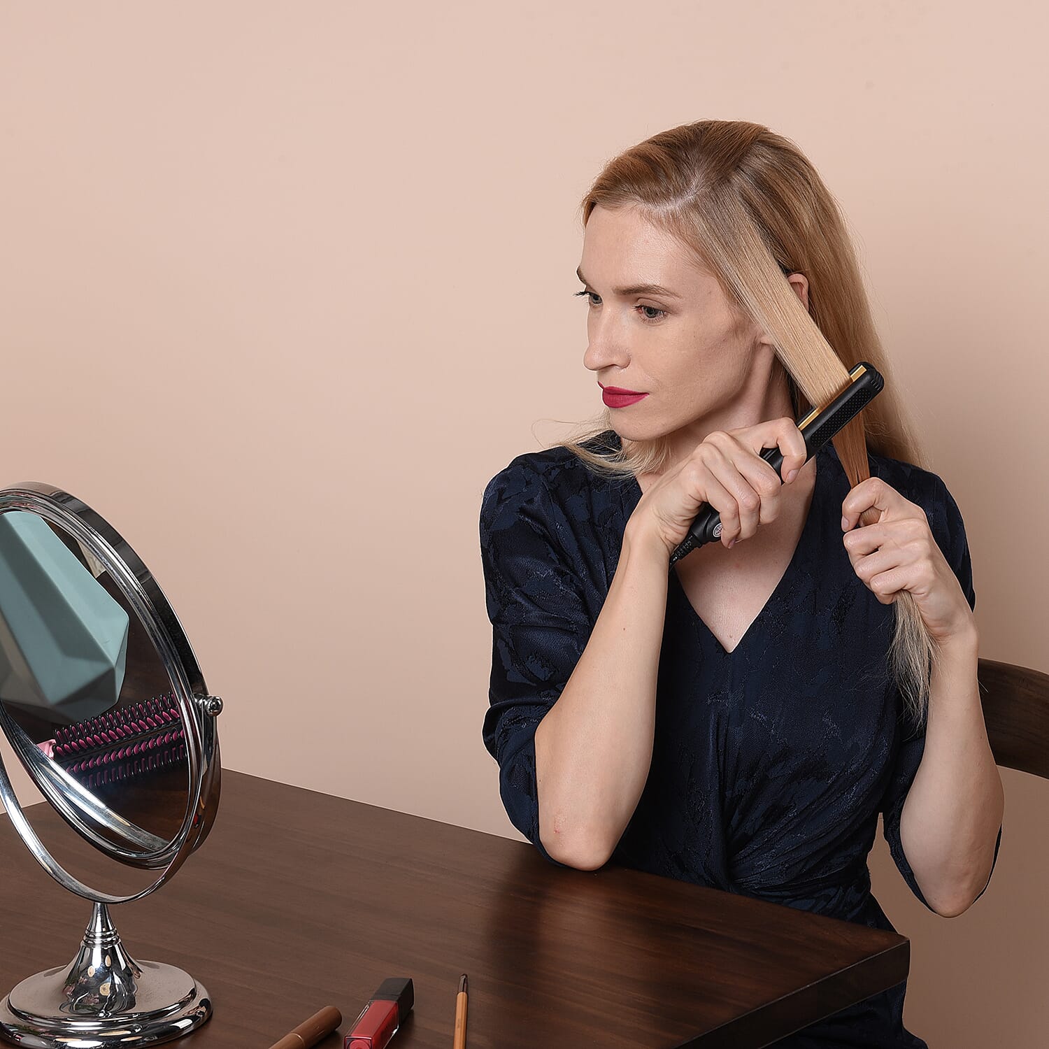 Multi Functional Mini & Travel Portable Hair Curl  Straightener with LED Indicator and Power Cable- Black